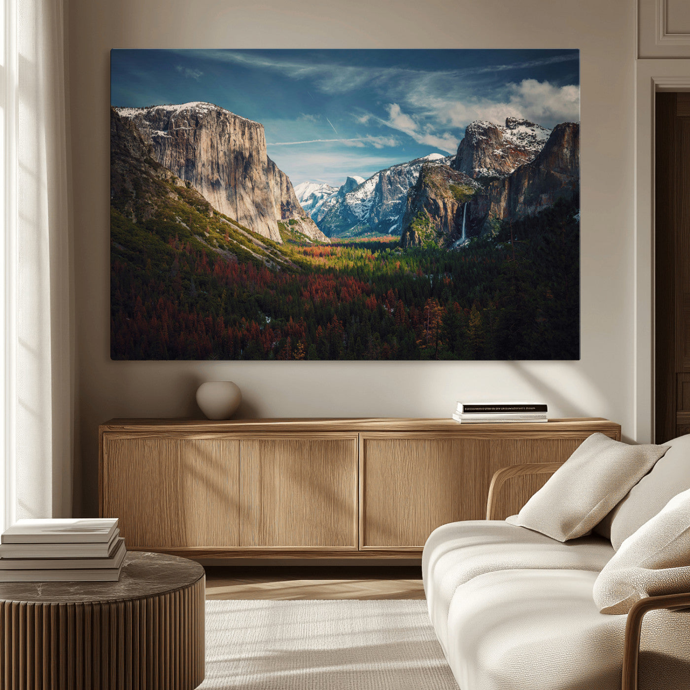 MGV-CV-36X24 - Yosemite National Park Wall Art Canvas Print, Framed Mountain Landscape Art Picture Print, El Capitan Perfect Rustic Farmhouse Decor Artwork