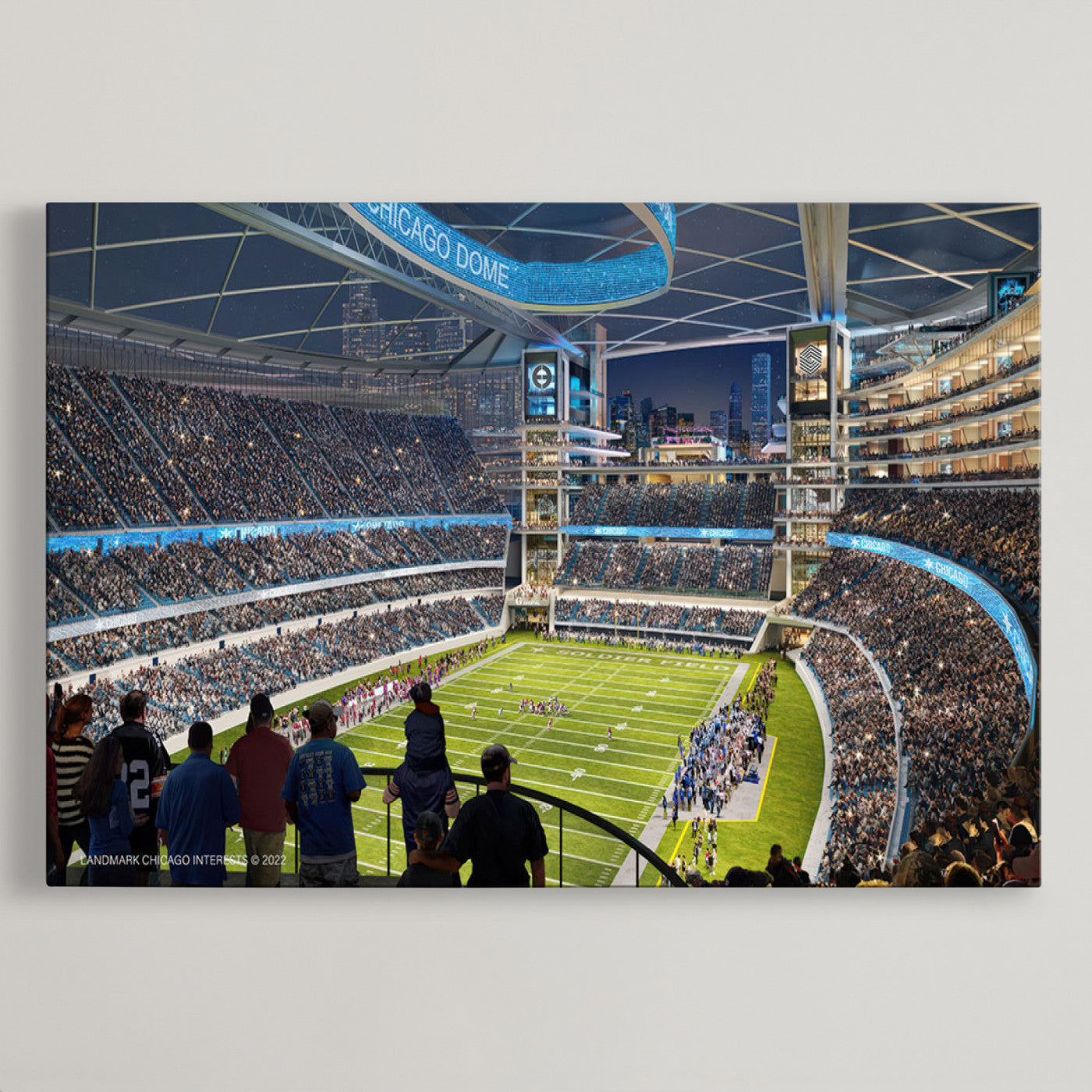 41816511-MGV-CV-36X24-Chicago Bears Soldiers Field Wall Art Canvas Print – Framed Football Stadium Artwork for Sports Fans, Soldier Field Skyline Canvas Decor for Game Room or Man Cave