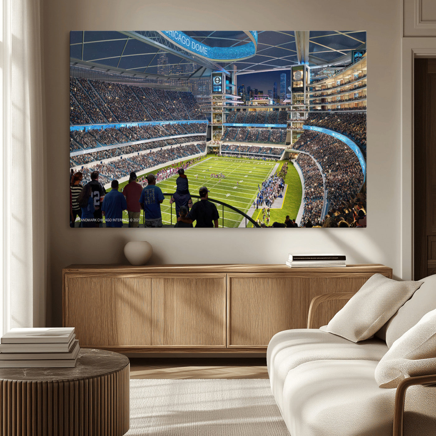 MGV-CV-36X24 - Chicago Bears Soldiers Field Wall Art Canvas Print – Framed Football Stadium Artwork for Sports