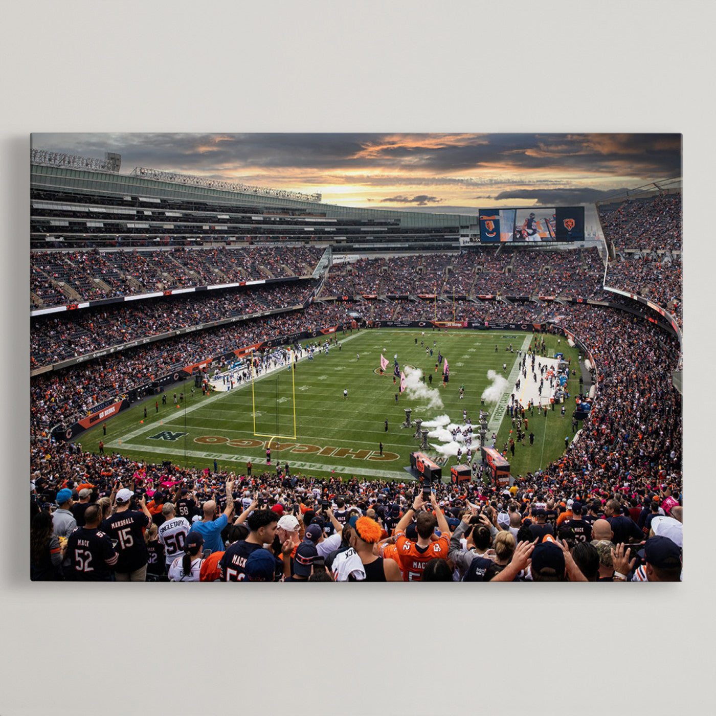 87578930-MGV-CV-36X24-Chicago Bears Soldiers Field Wall Art Canvas Print – Framed Football Stadium Artwork for Sports Fans, Soldier Field Skyline Canvas Decor for Game Room or Man Cave