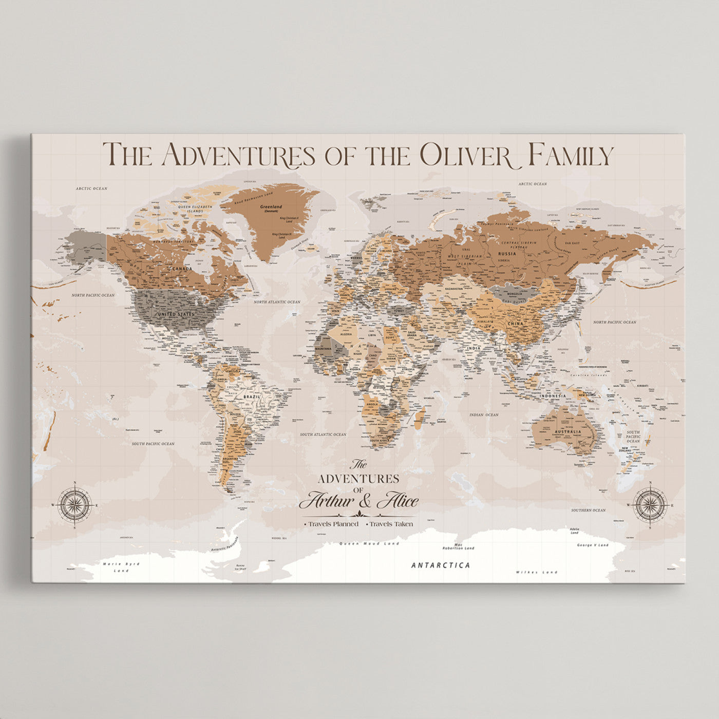 43101120-MGV-CV-36X24-World Travel Map with Pins – Push Pin Maps of Where I've Been, Framed Wall Map for Travel Memories, Old Style Decorative World Map - H10