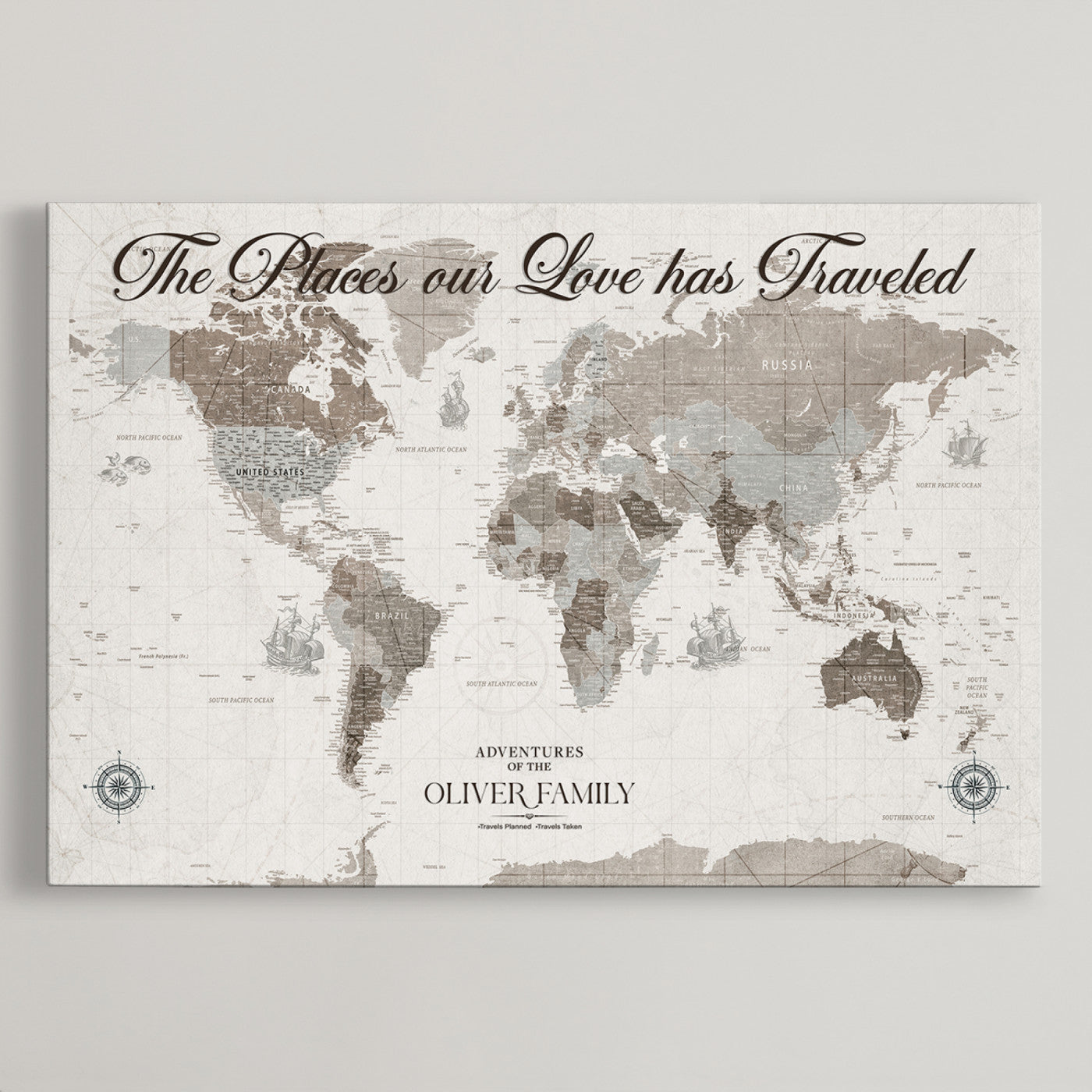 88245481-MGV-CV-36X24-Custom Push Pin World Map Wall Canvas Print – Personalized Travel Tracker with Pins – Framed Large Multi-Size Canvas for Home Office Decor