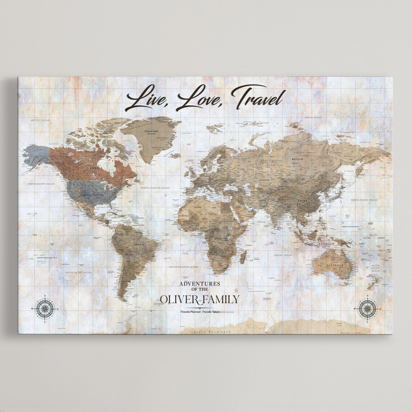 76256172-MGV-CV-36X24-Custom Push Pin World Map Wall Canvas Print – Personalized Travel Tracker with Pins – Framed Large Multi-Size Canvas for Home Office Decor