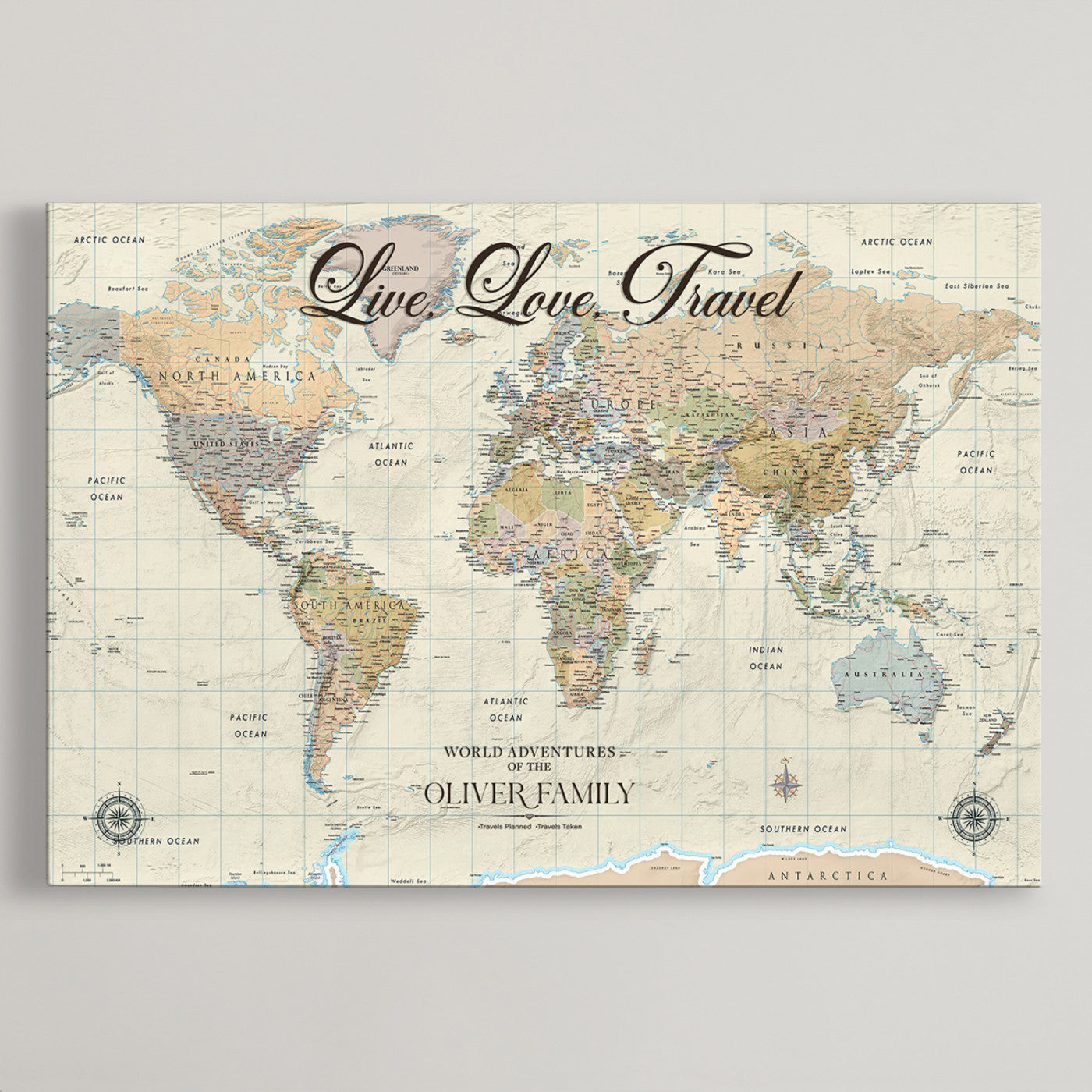 49563244-MGV-CV-36X24-Custom Push Pin World Map Wall Canvas Print – Personalized Travel Tracker with Pins – Framed Large Multi-Size Canvas for Home Office Decor