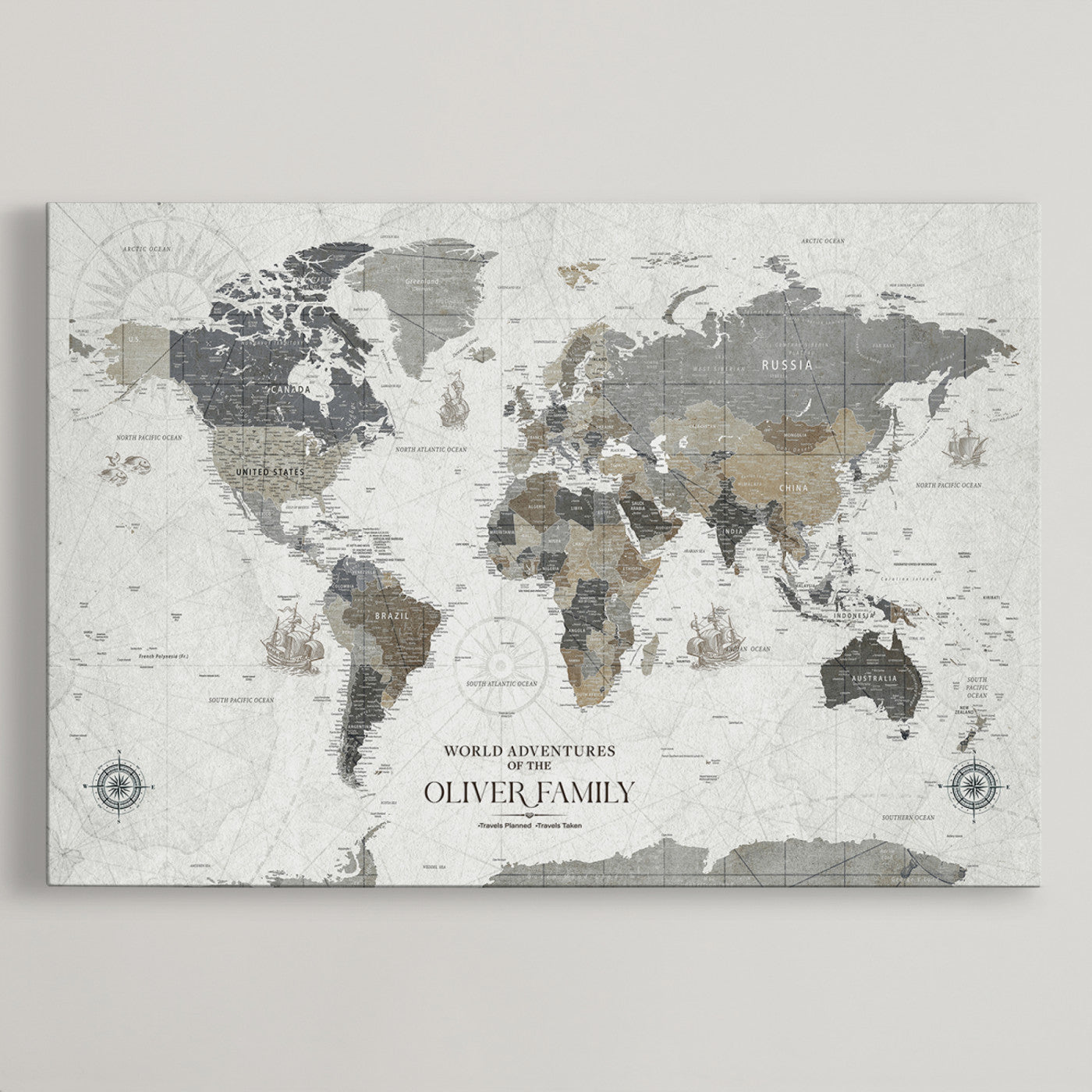 24596128-MGV-CV-36X24-Custom Push Pin World Map Wall Canvas Print – Personalized Travel Tracker with Pins – Framed Large Multi-Size Canvas for Home Office Decor