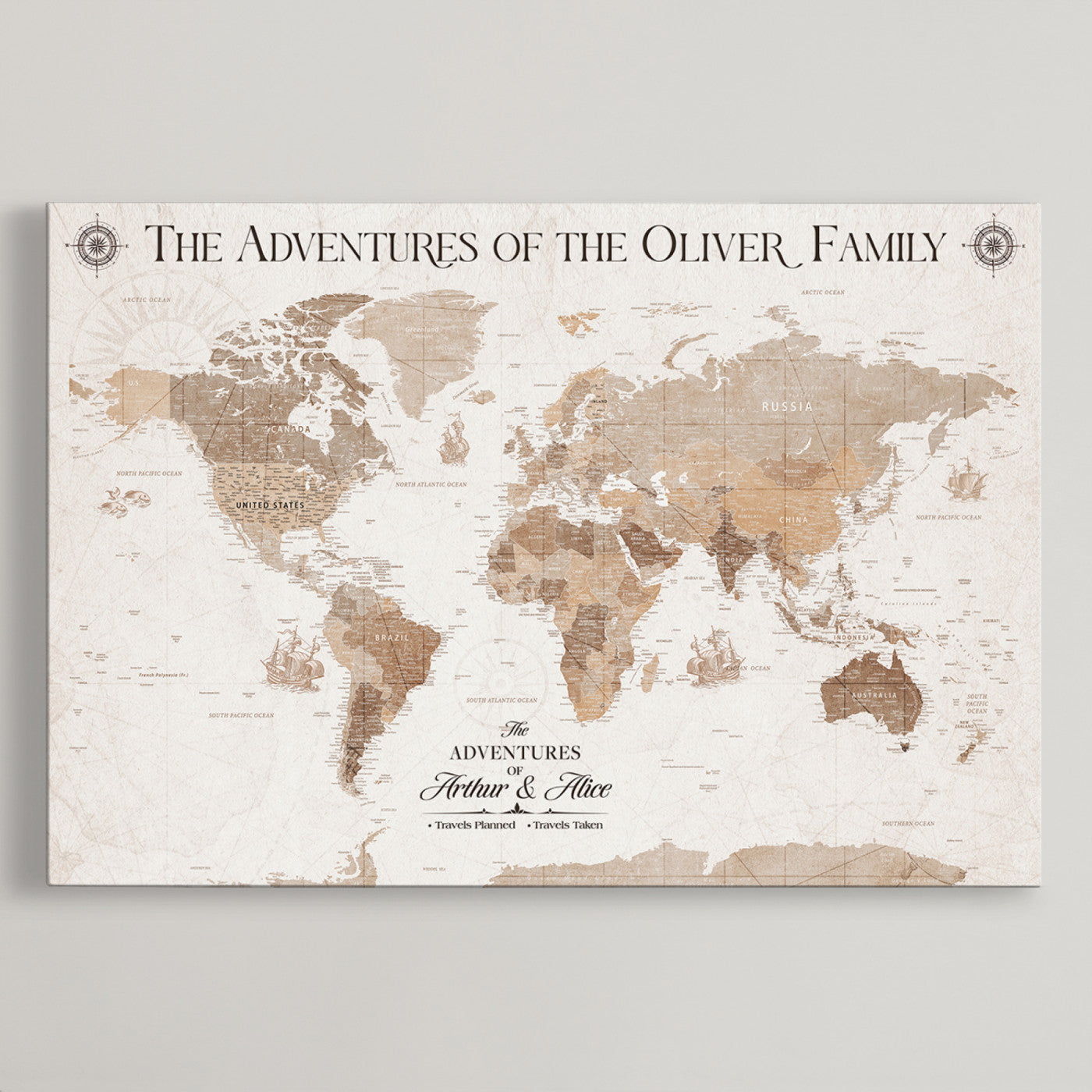 58395047-MGV-CV-36X24-Custom Push Pin World Map Wall Canvas Print – Personalized Travel Tracker with Pins – Framed Large Multi-Size Canvas for Home Office Decor