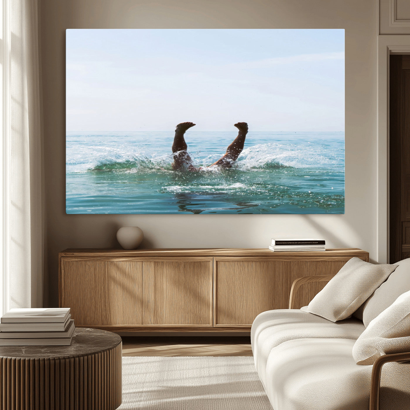 MGV-CV-36X24 - Summer Splash Ocean Photography Print, Vibrant Coastal Wall Art, Beach Vibes Decor, Fun Vacation