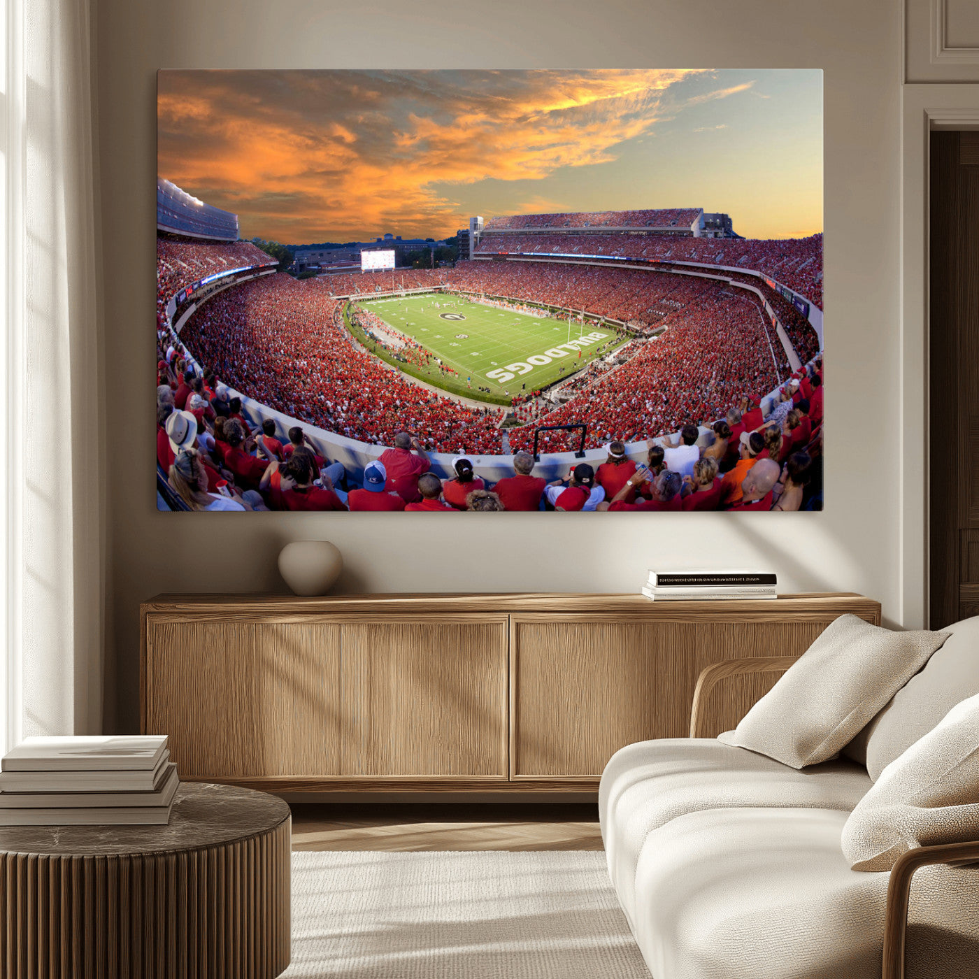 73680988-MGV-CV-36X24-Dooley Stadium Wall Art Print, Sports Arena Canvas Wall Art, Dooley Field at Sanford Stadium Canvas Print, Modern Athletic Field Art Printing