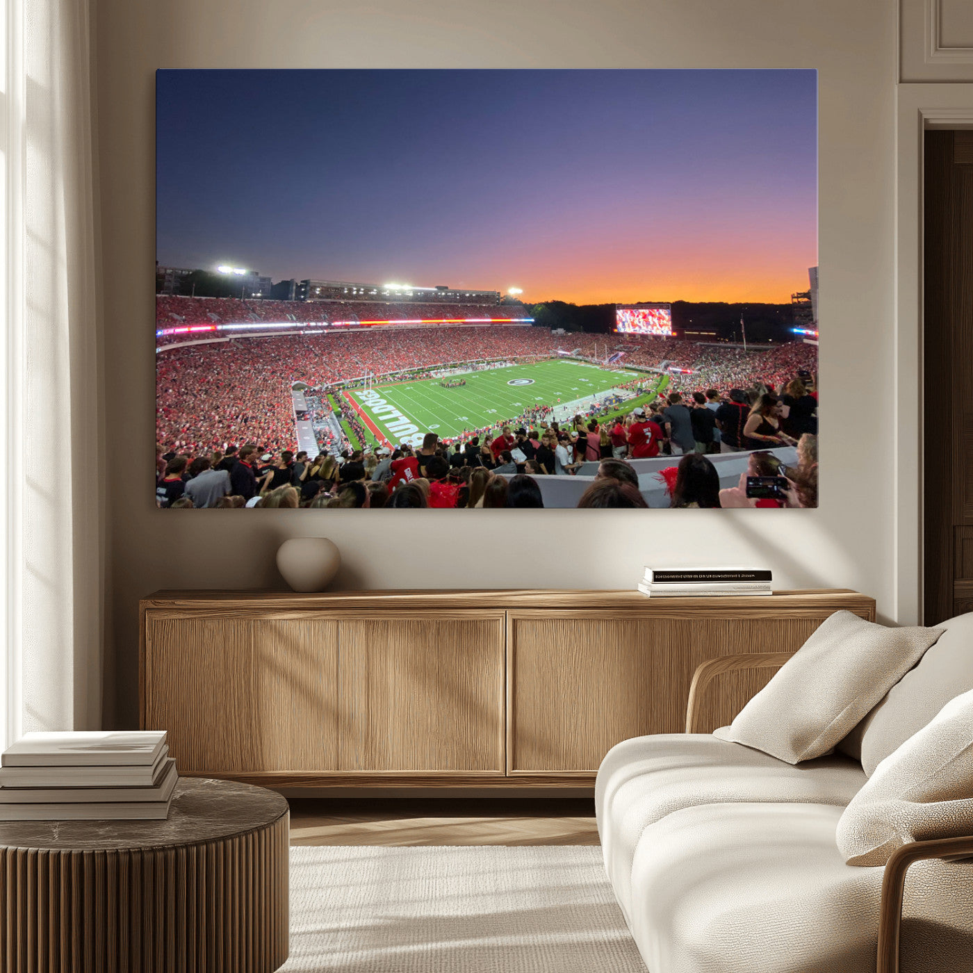 25139565-MGV-CV-36X24-Dooley Stadium Wall Art Print, Sports Arena Canvas Wall Art, Dooley Field at Sanford Stadium Canvas Print, Modern Athletic Field Art Printing