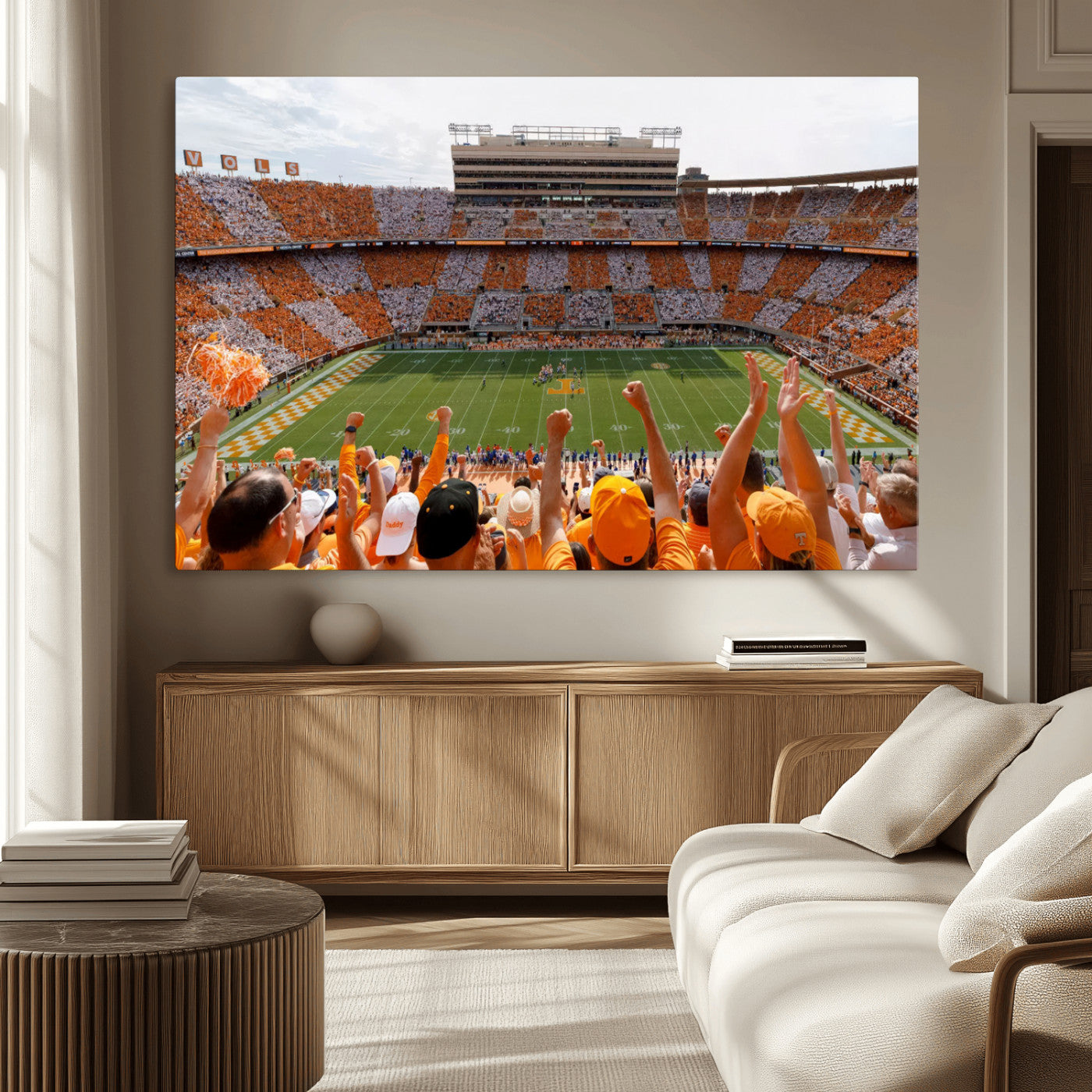 76011417-MGV-CV-36X24-Tennessee Neyland Stadium Wall Art Print, Sports Arena Canvas Wall Art, Panoramic Stadium Canvas Print, Modern Athletic Field Art Printing