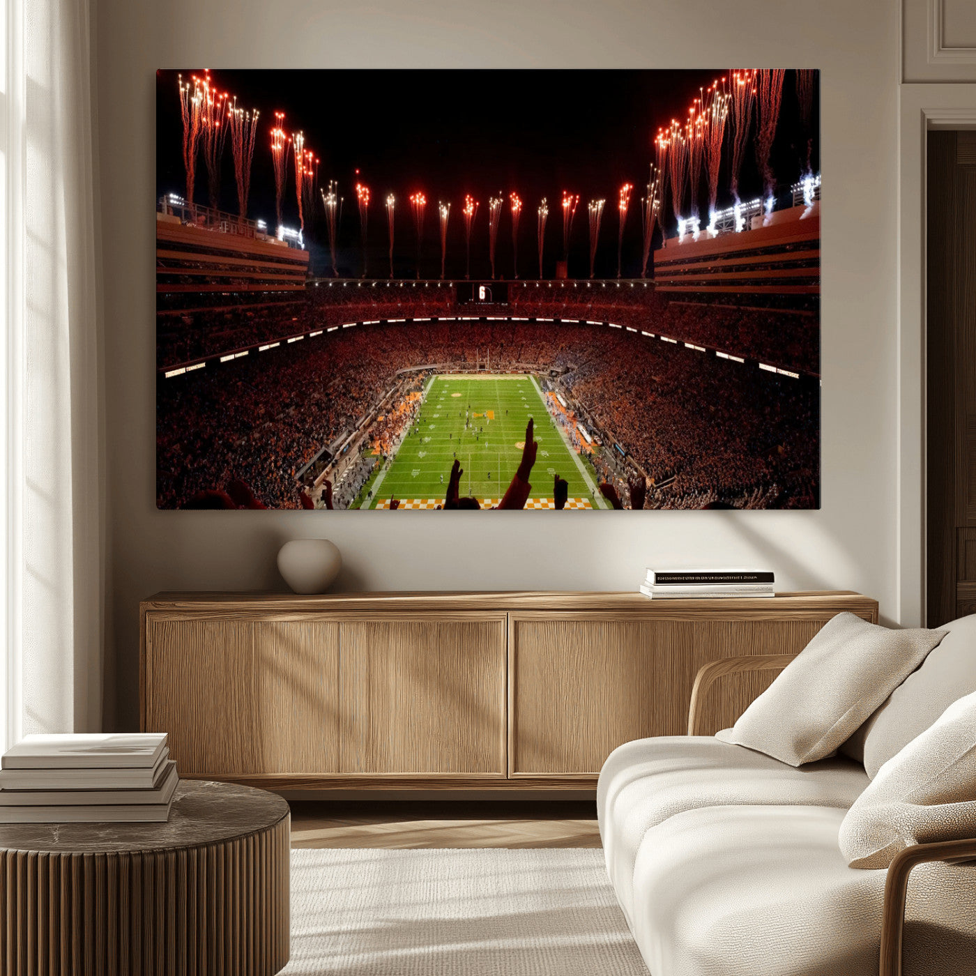 73358115-MGV-CV-36X24 - Tennessee Neyland Stadium Wall Art, Sports Arena Canvas Print, Panoramic Stadium Canvas Artwork for Home, Office