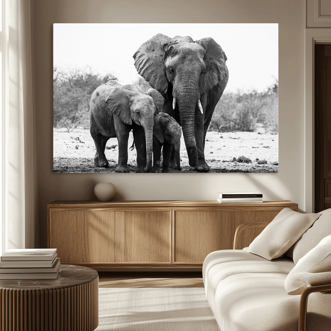 MGV-CV-36X24 - Elephant Family Africa Wall Art Canvas Print