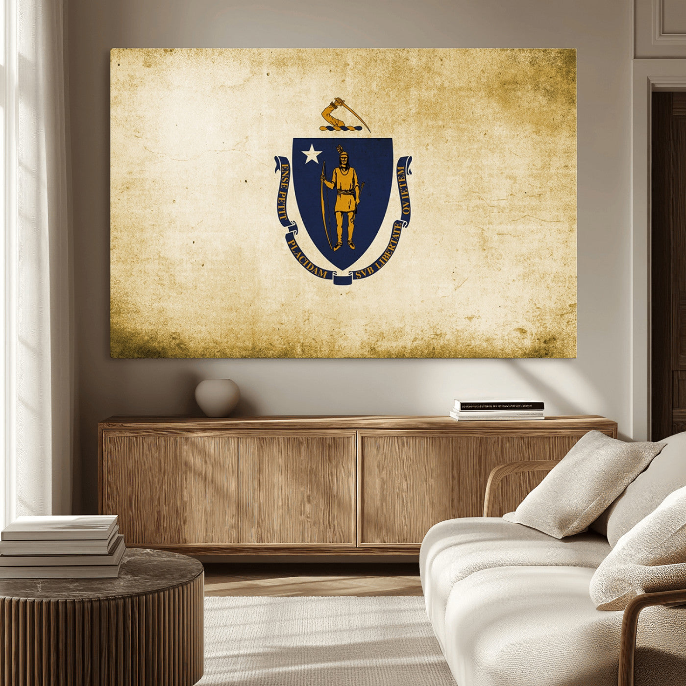 MGV-CV-36X24 - Massachusetts Flag Wall Art Canvas Print