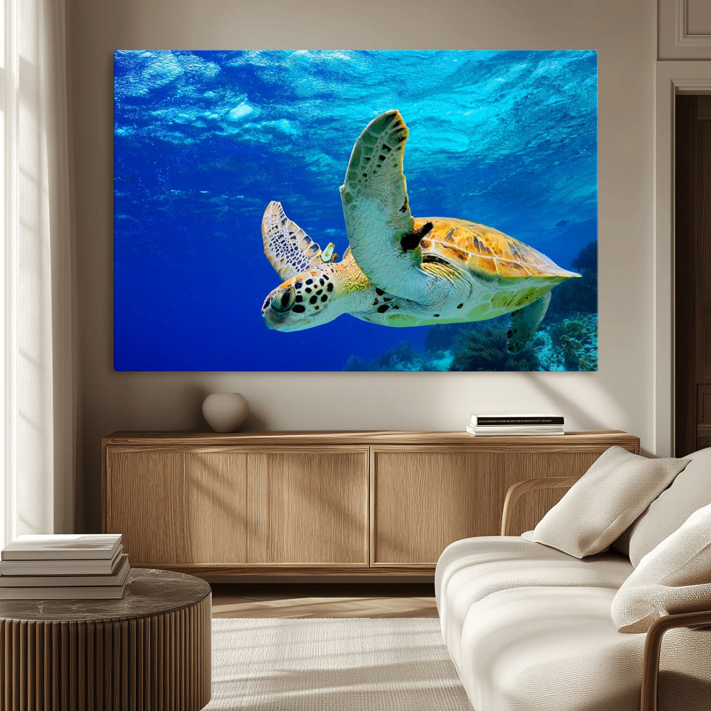 -Sea Turtle Wall Art Canvas Print, Sea life in the Ocean Wall Art Printing