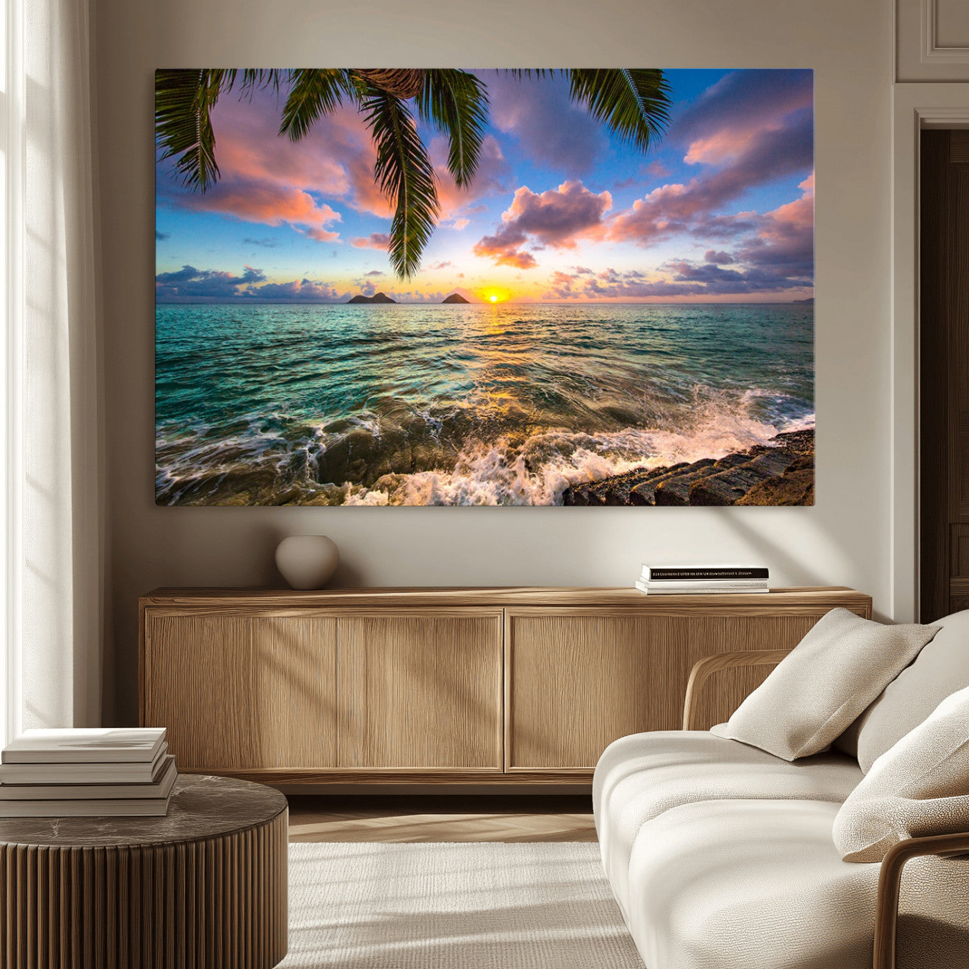 MGV-CV-36X24 - Framed Tropical Sunset Art Canvas Print