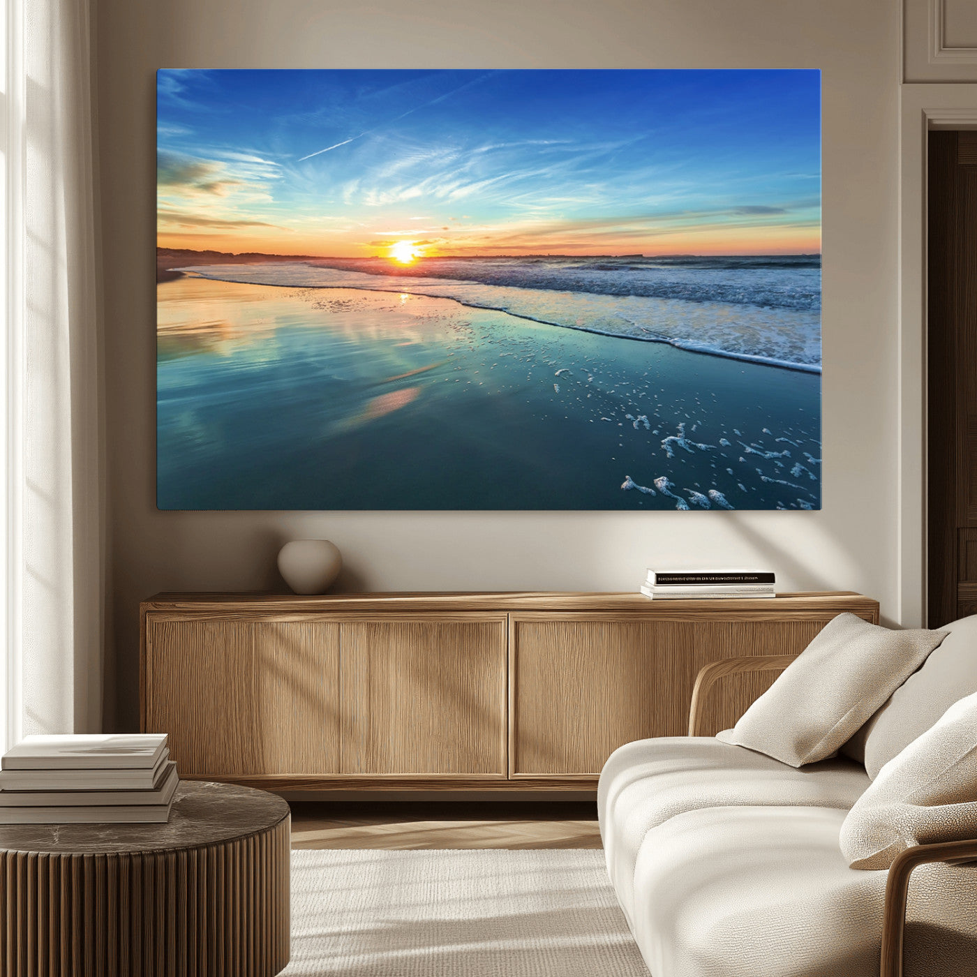 MGV-CV-36X24 - Blue Sky and Beach Wall Art Canvas Print