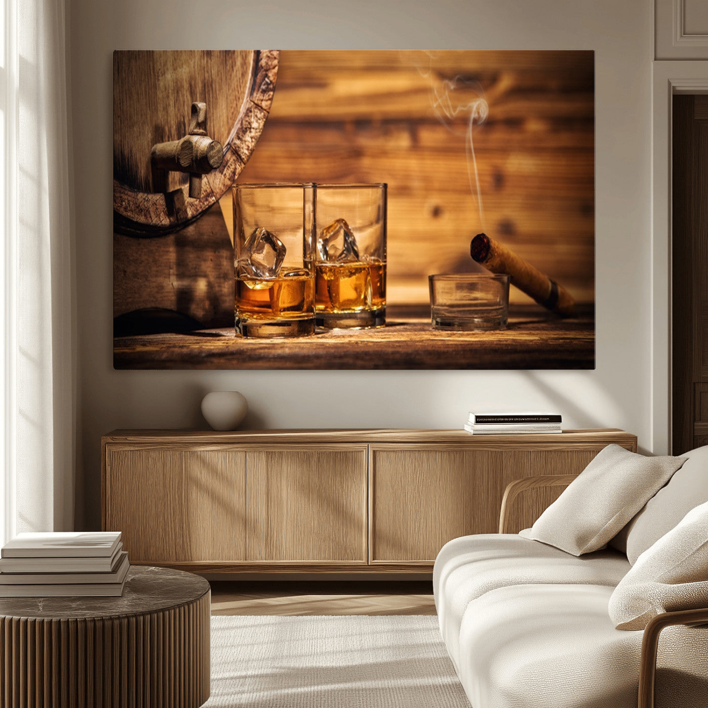 MGV-CV-36X24 - Rustic Whiskey and Barrel Canvas Print