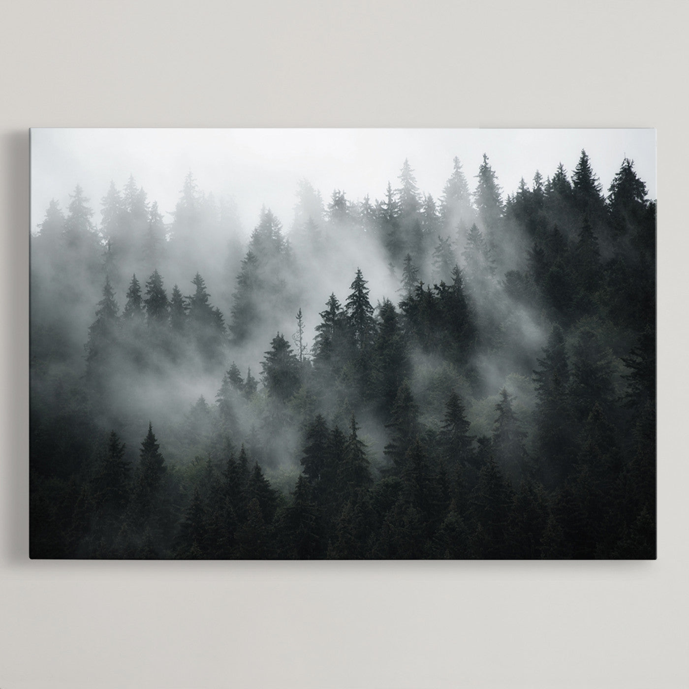 52359-MGV-CV-36X24-Foggy Forest Wall Art Canvas Print | 3 Panel Large Misty Landscape for Dining Room, Office, or Living Room | Ready to Hang Nature Deco