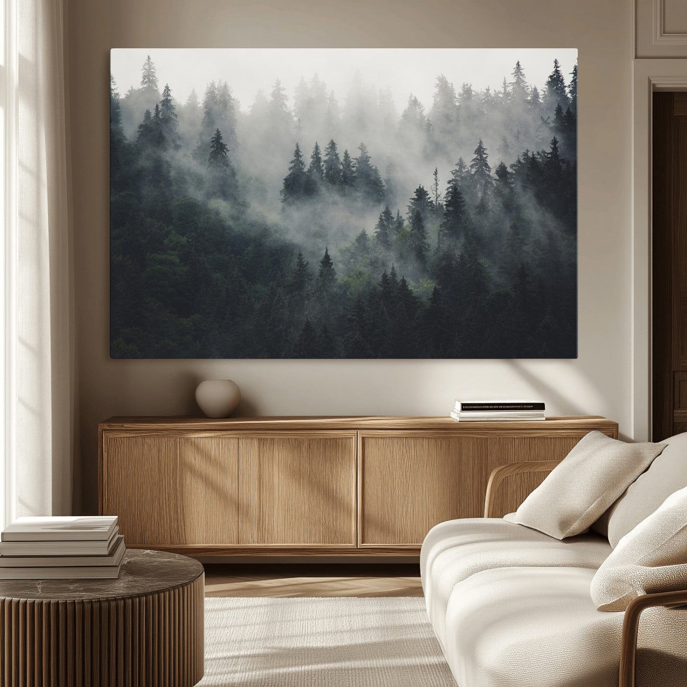 MGV-CV-36X24 - Nature Wall Decor - Serene Triptych Nature Print – Woodland Landscape Decor for Living Room or