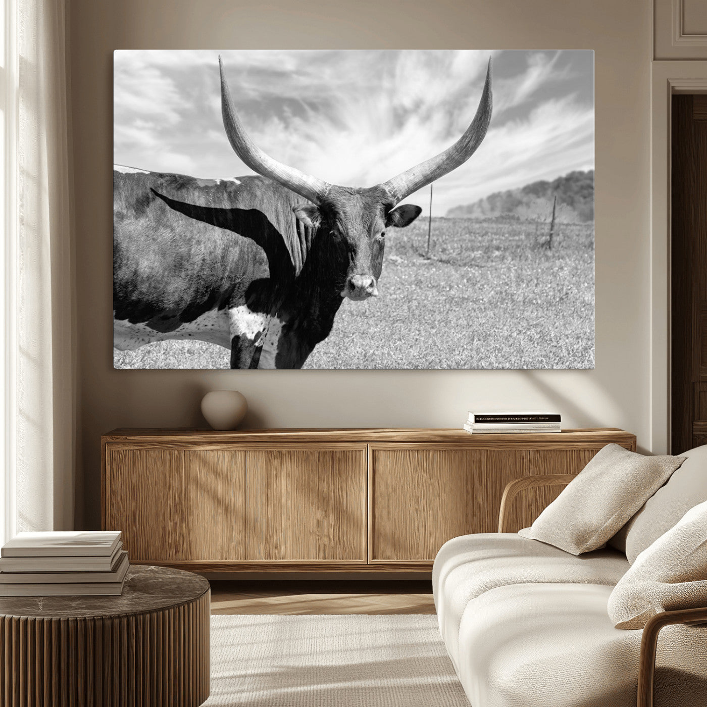 MGV-CV-36X24 - Cattle Wall Art Longhorn Cow Canvas Print