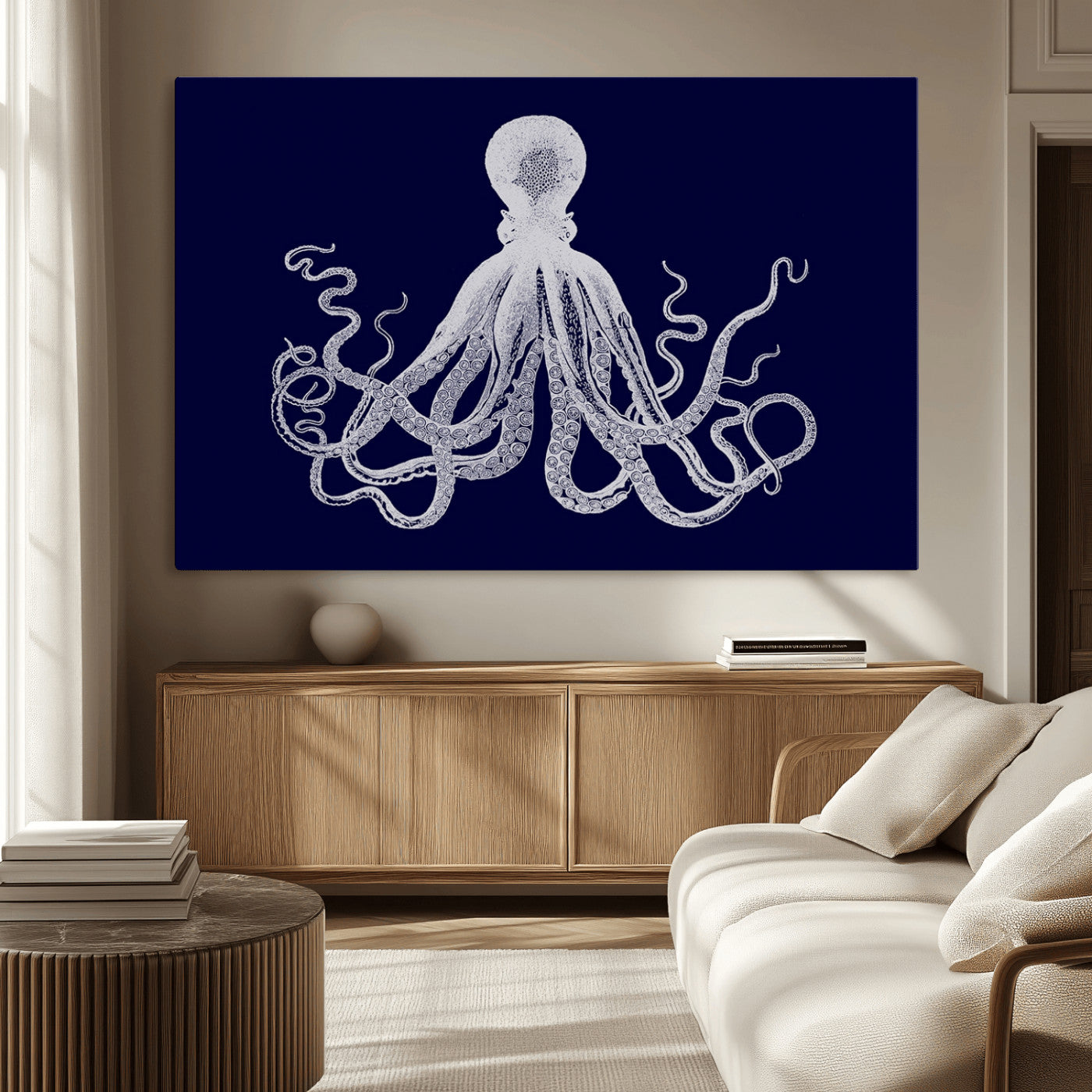 MGV-CV-36X24 - Blue Octopus Wall Art Canvas Print