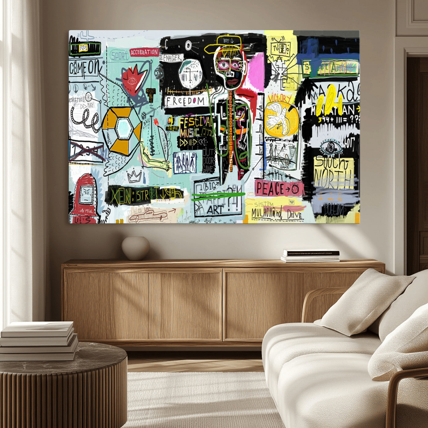 MGV-CV-36X24 - Abstract Graffiti Canvas Street Art-Inspired Graffiti Triptych Canvas – Modern Abstract Wall Art for