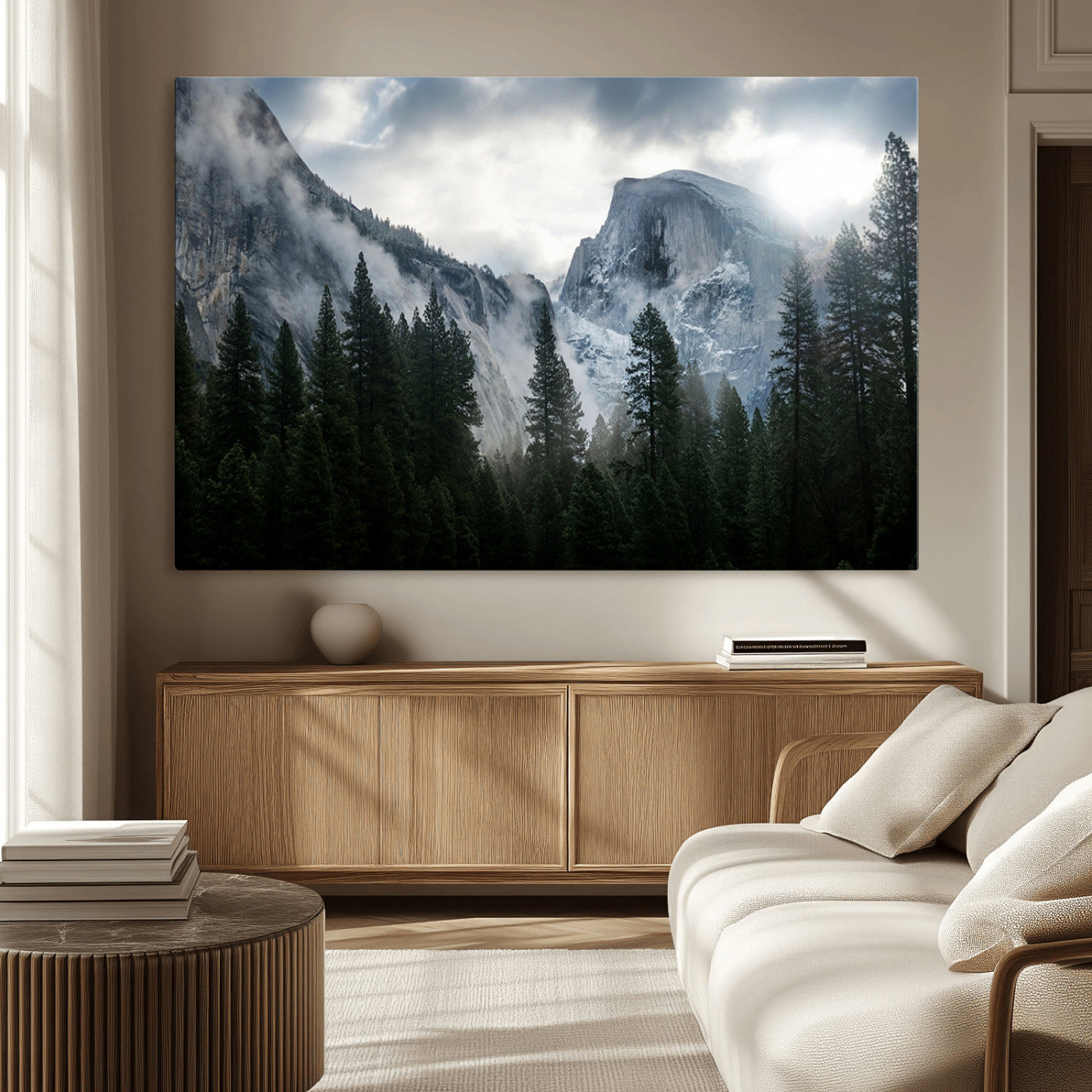 MGV-CV-36X24 - Yosemite National Park El Capitan Foggy Mountain Wall Art | Large Canvas Print for Living Room,