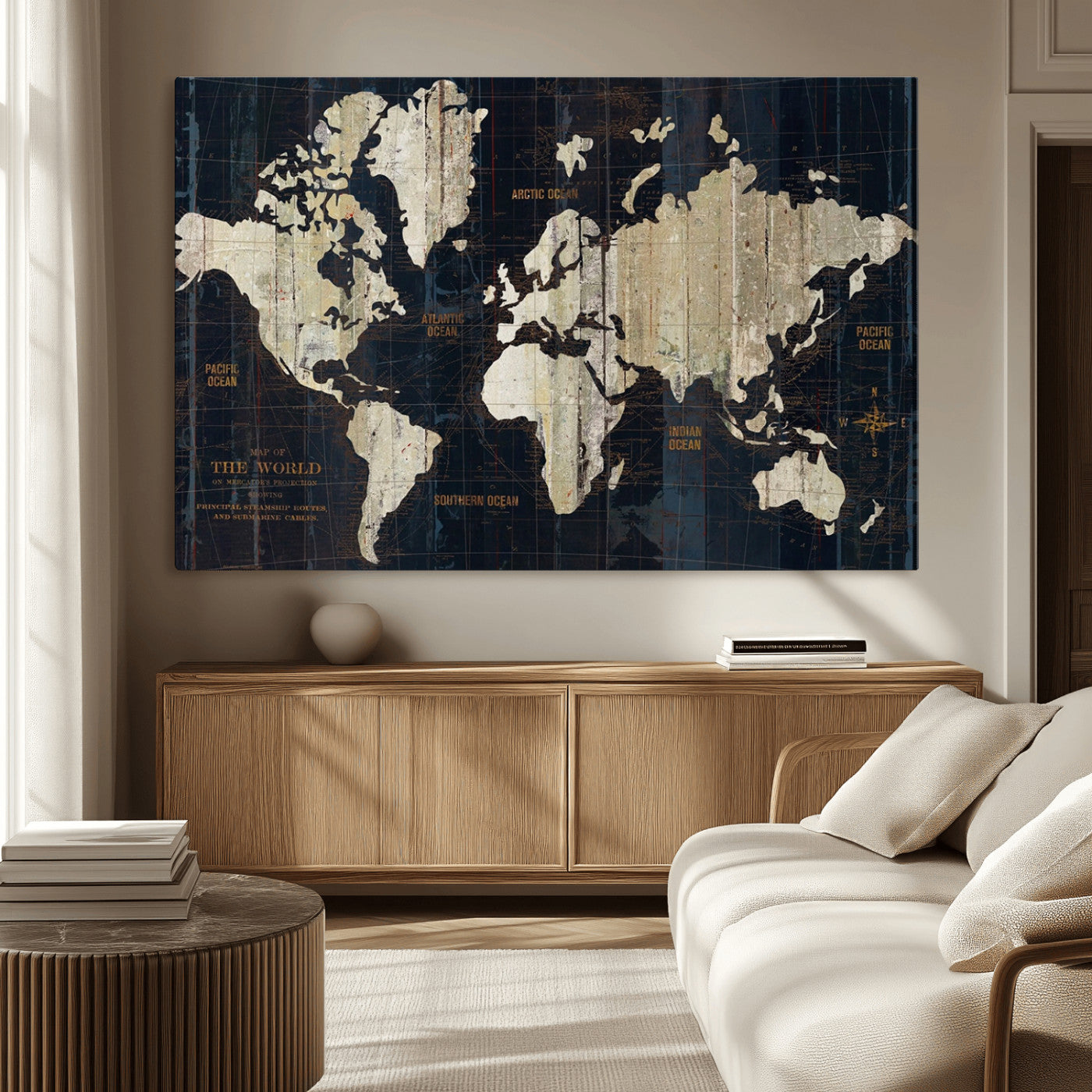 MGV-CV-36X24 - Push Pin World Map Canvas Print – Framed Wall Art for Couples to Track Their Travels – Anniversary