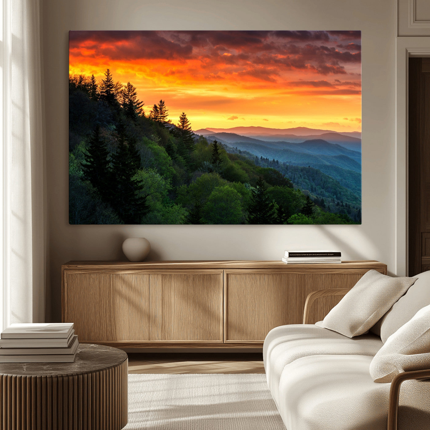 MGV-CV-36X24 - Forest Landscape Wall Art Sunset Canvas, Forest Sunset Canvas Print