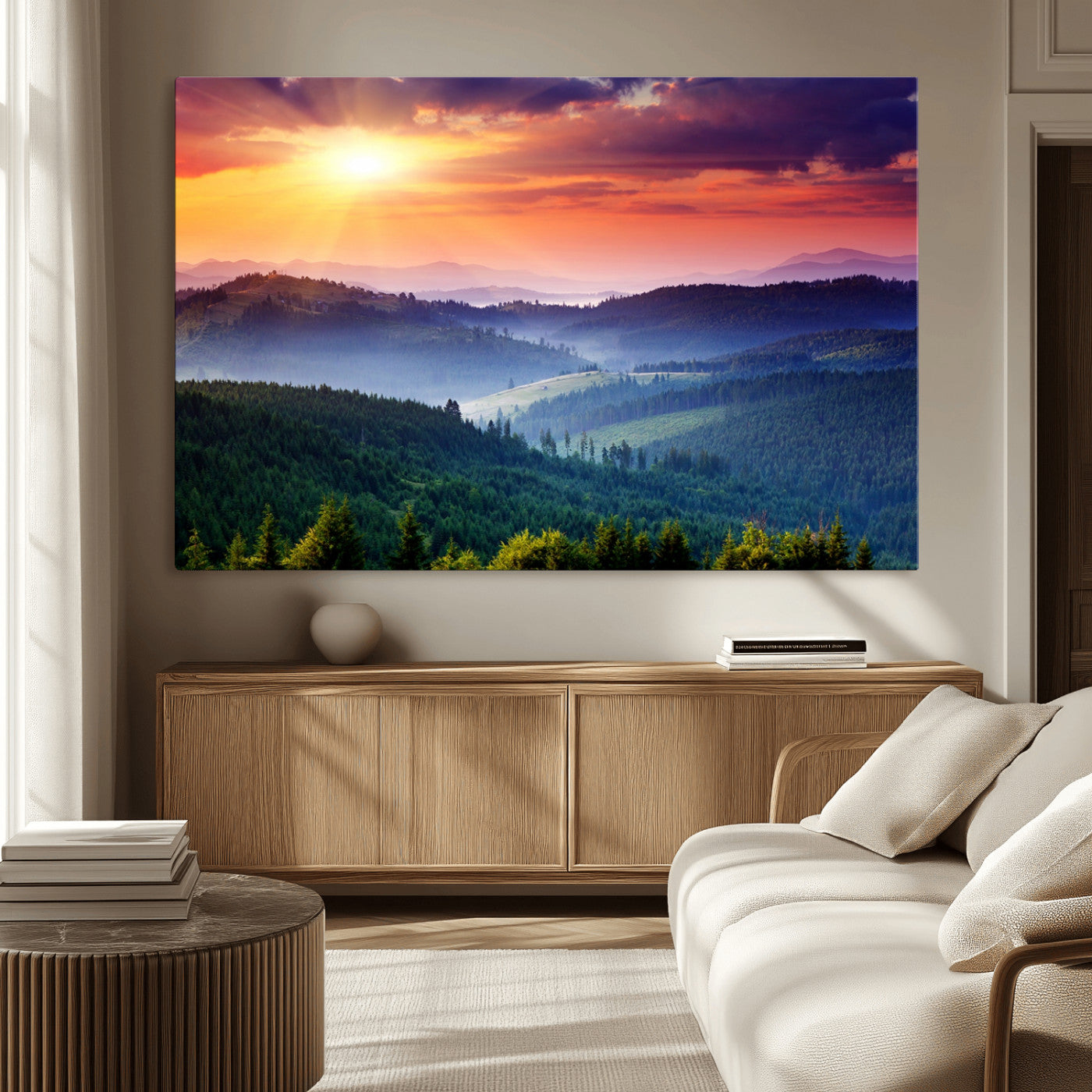 MGV-CV-36X24 - Mountain and Sunset Wall Art Canvas Print