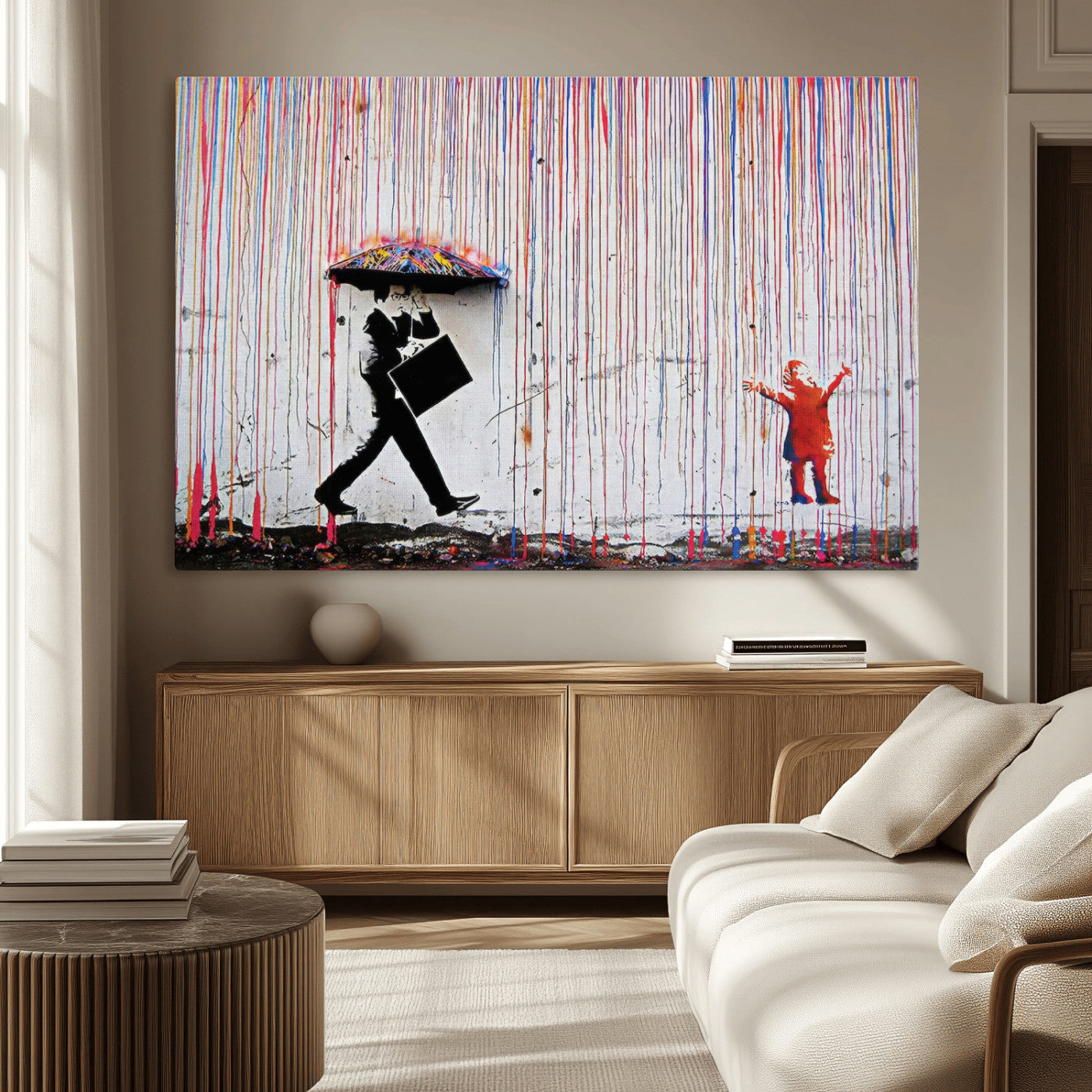 MGV-CV-36X24 - Banksy Wall Art Canvas Print, Framed Graffiti Art Picture Print, Banksy Urban Graffiti Perfect Modern Decor Artwork
