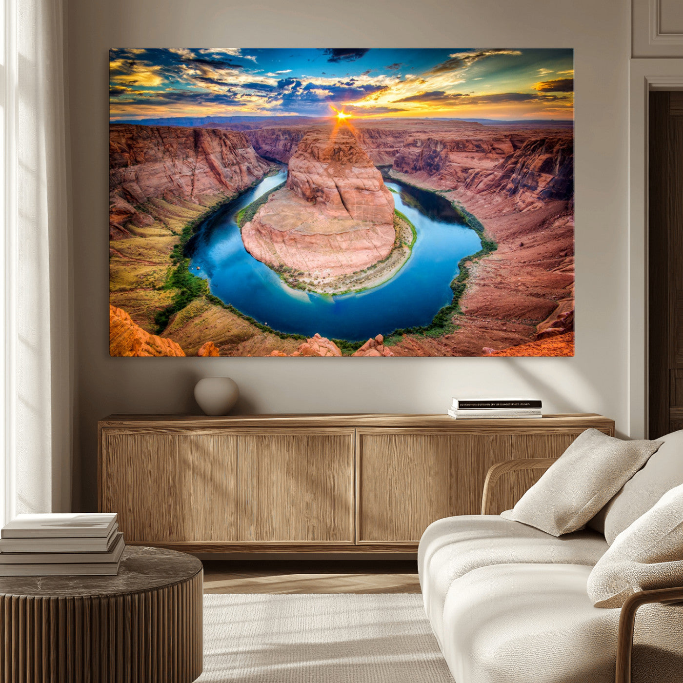 MGV-CV-36X24 - Sunset on the Horseshoe Bend Grand Canyon, Horseshoe Bend Grand Canyon Canvas Wall Art Print