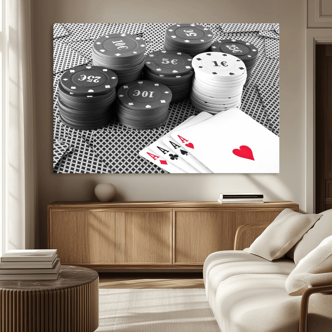 MGV-CV-36X24 - Poker Game Cards Wall Art Canvas, Multi Panel Wall Art Canvas Print