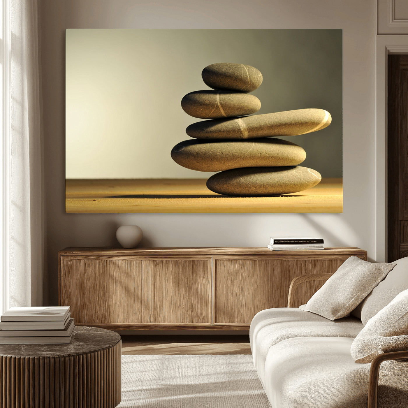 MGV-CV-36X24 - Fluvial Zen Stones Canvas Wall Art Print