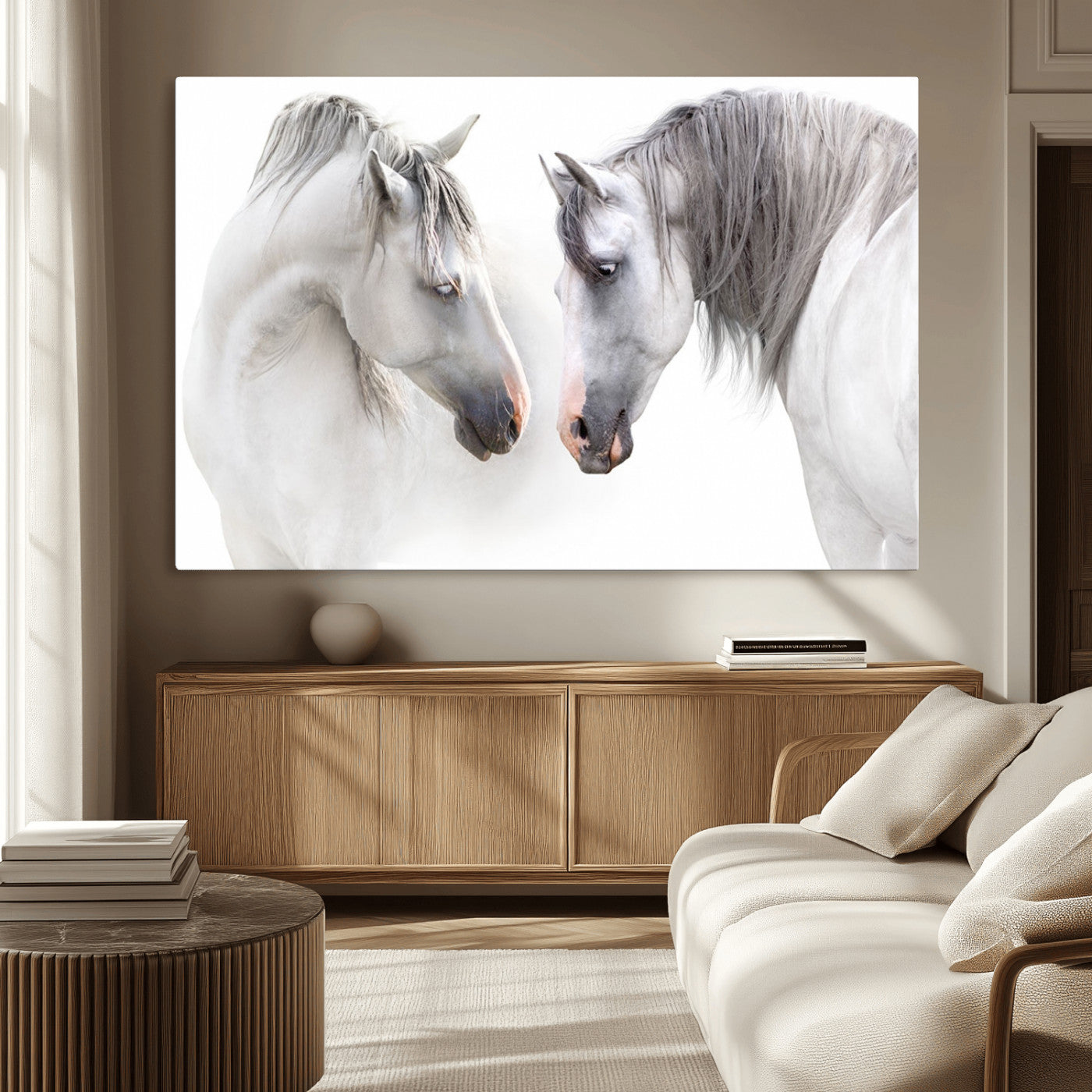 MGV-CV-36X24 - White Horse Wall Art Animal Canvas Print