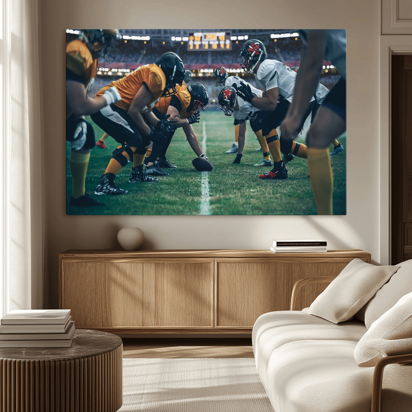 -American Football Playing Wall Art Canvas Print