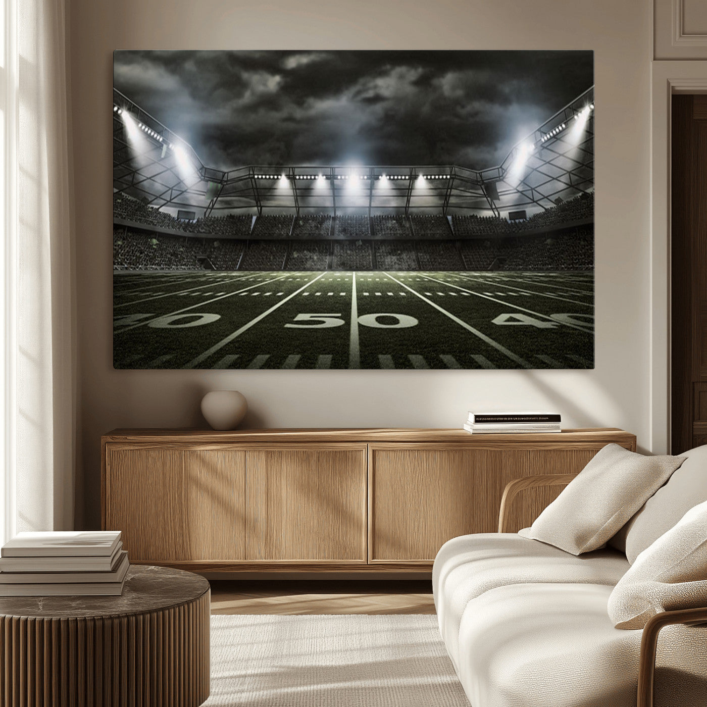 90107-MGV-CV-36X24-American Football Stadium Wall Art Canvas Print, Stadium Sport Wall Art Print
