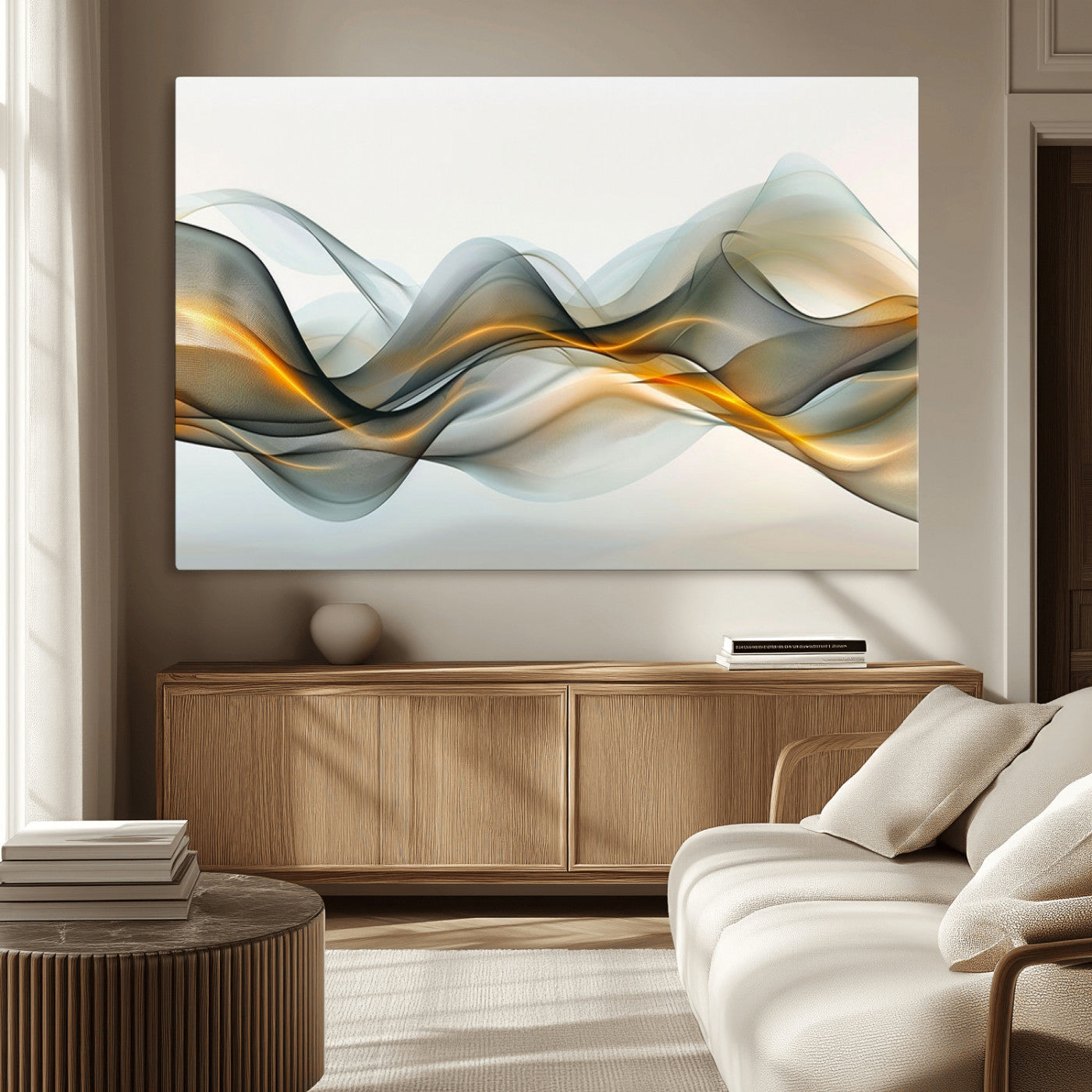 -Abstract Wave Canvas Wall Art – Fluid Contemporary Elegance in Motion – Ready to Hang
