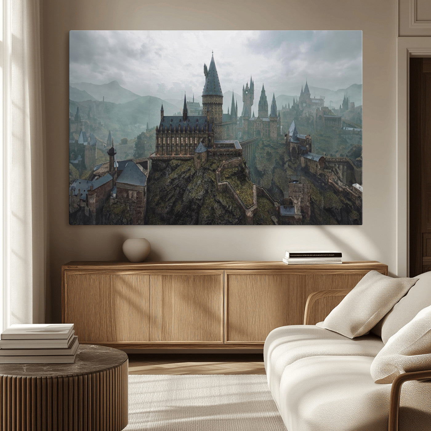 MGV-CV-36X24 - Disney Castle Wall Art Canvas Print, Living Kids Home Room Decor Art Print