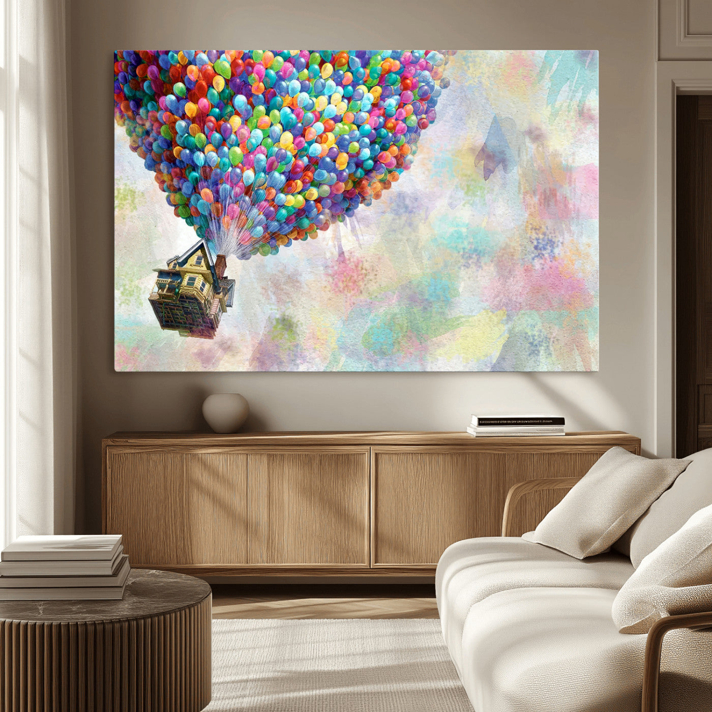 MGV-CV-36X24 - Up Pixar Poster, Look Up Pixar Wall Art, Up Pixar Canvas, Kids Play Game Room Decor Wall Art
