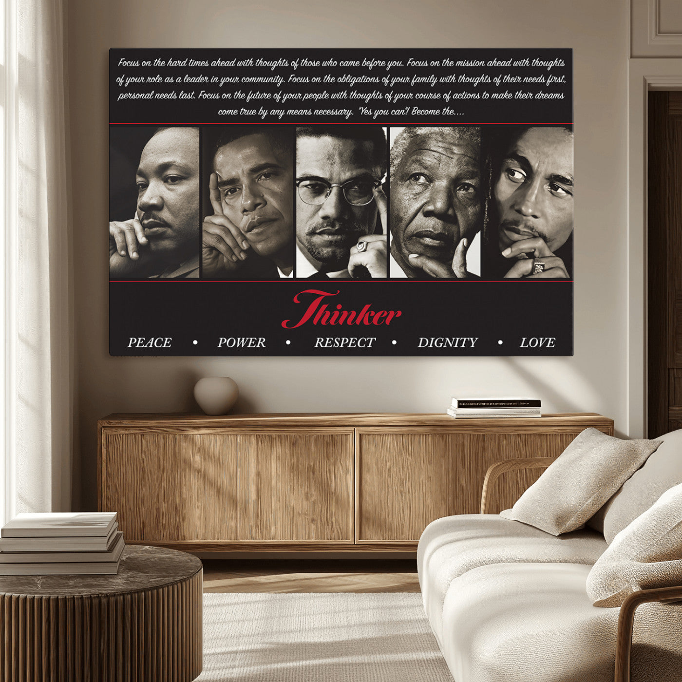 MGV-CV-36X24 - Thinkers of Wall Art Canvas Print - Inspirational Wall Art Featuring Icons of Peace, Power, and