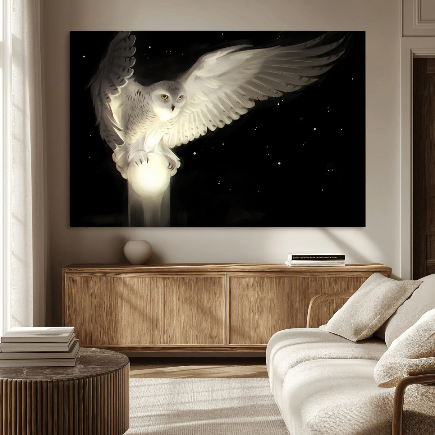 MGV-CV-36X24 - Night Owl Art -  Illuminating the Darkness – Unique Animal-Inspired Wall Art for Modern Decor |