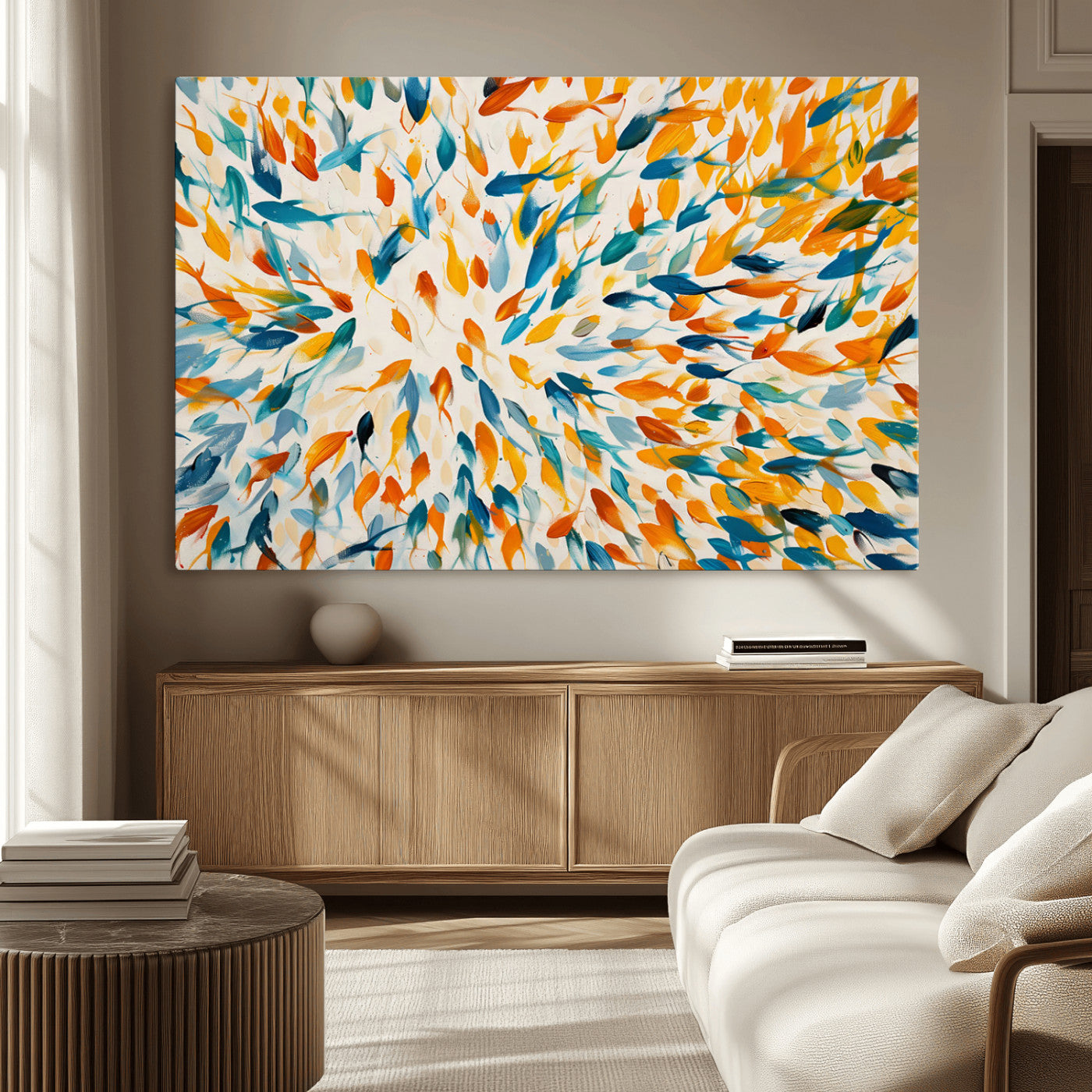 59969-MGV-CV-36X24-Colorful Fish Wall Art Print – Abstract Ocean-Inspired Wall Art for Modern Spaces | Framed Canvas,