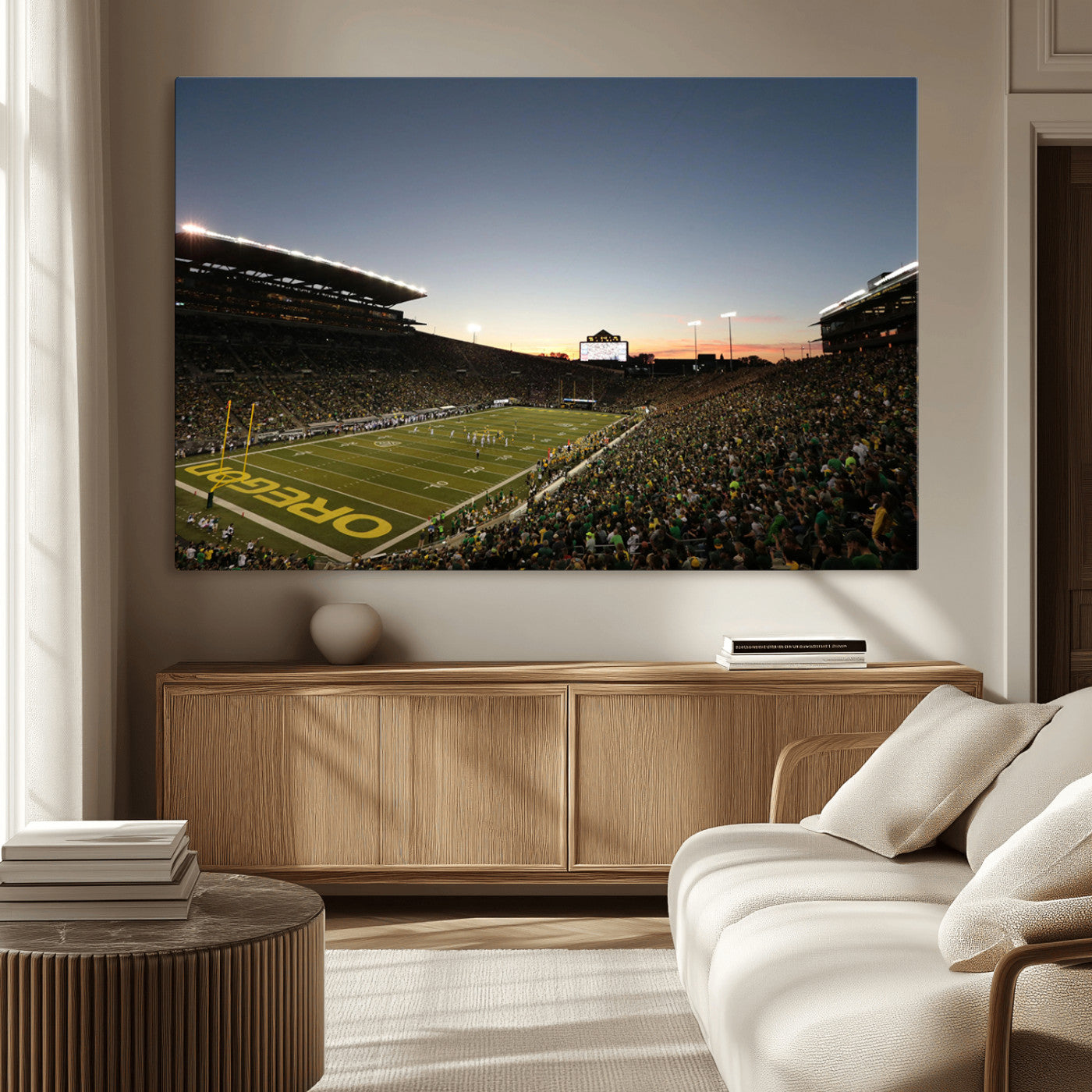-Oregon Ducks Football Team Print - Eugene Autzen Stadium Wall Art Canvas Print