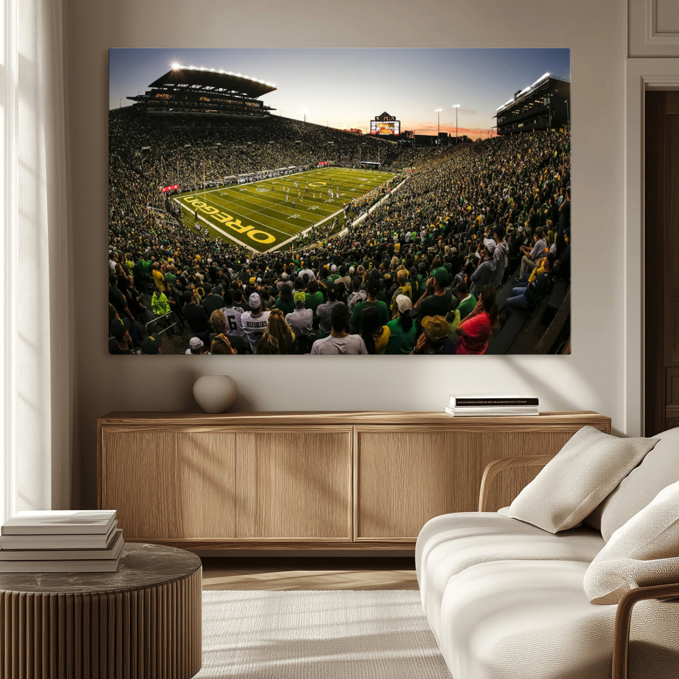 MGV-CV-36X24 - Oregon Stadium Canvas Wall Art - Captivating Game Day Scene at Autzen Stadium, Oregon Ducks Football