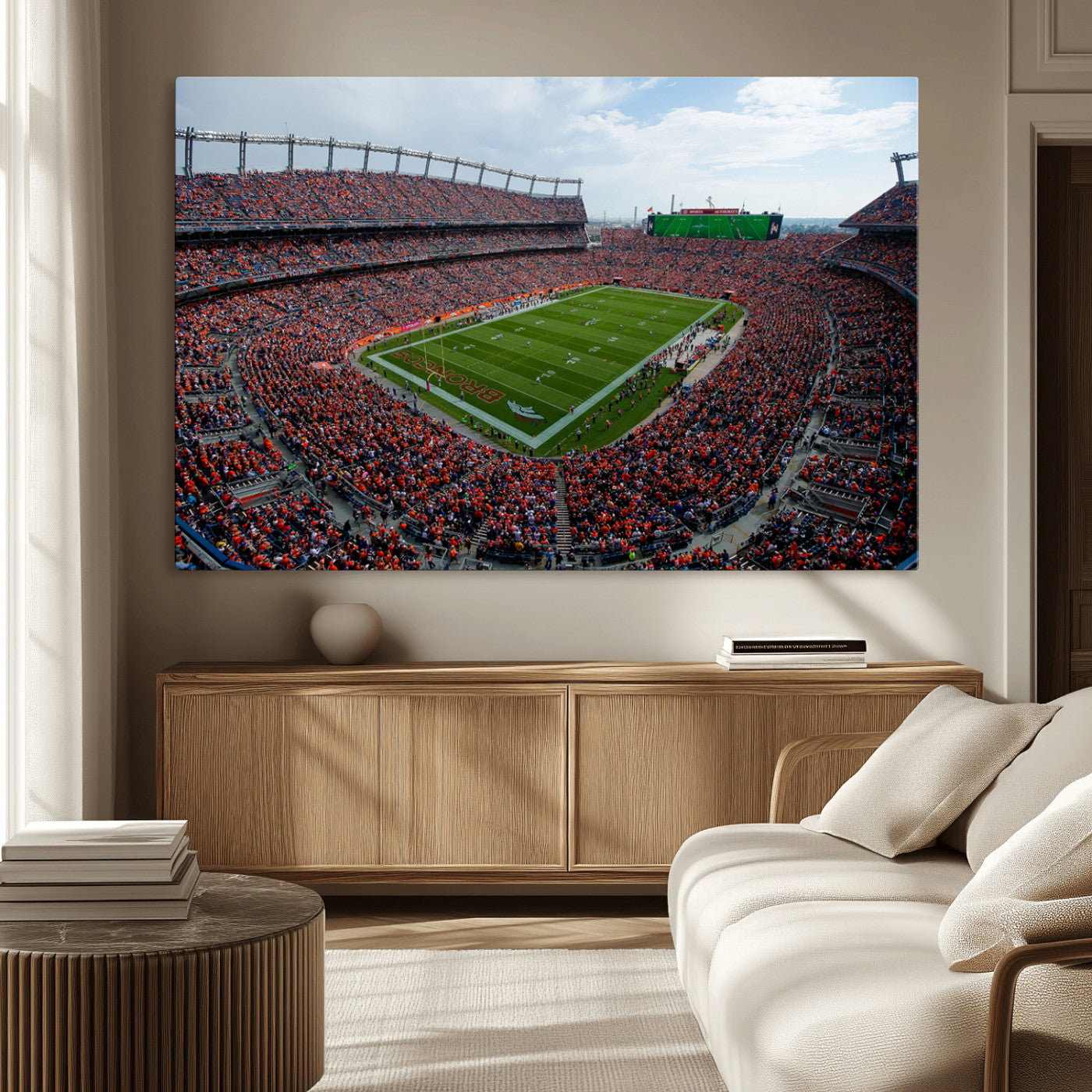 MGV-CV-36X24 - Denver Broncos Football Team Print - Empower Field Mile High Stadium Wall Art Canvas Print