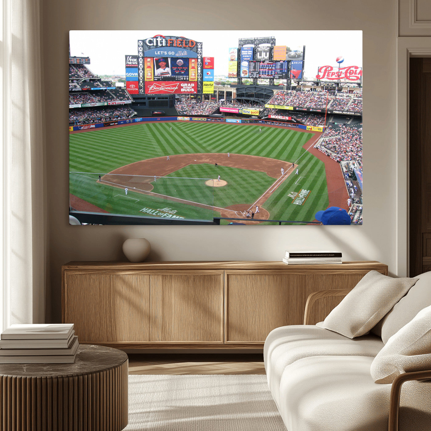64829-MGV-CV-36X24-New York Mets Baseball Team Print - Citi Field Baseball Stadium Wall Art Canvas Print