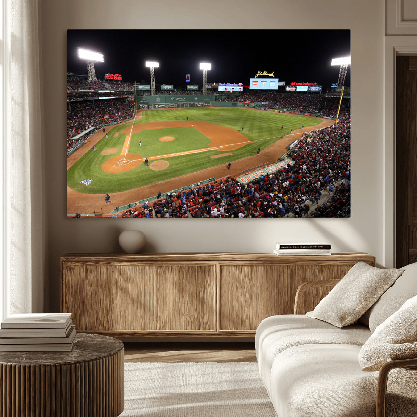 MGV-CV-36X24 - Boston Red Sox Baseball Team Print - Massachusetts Fenway Park Stadium Wall Art Canvas Print