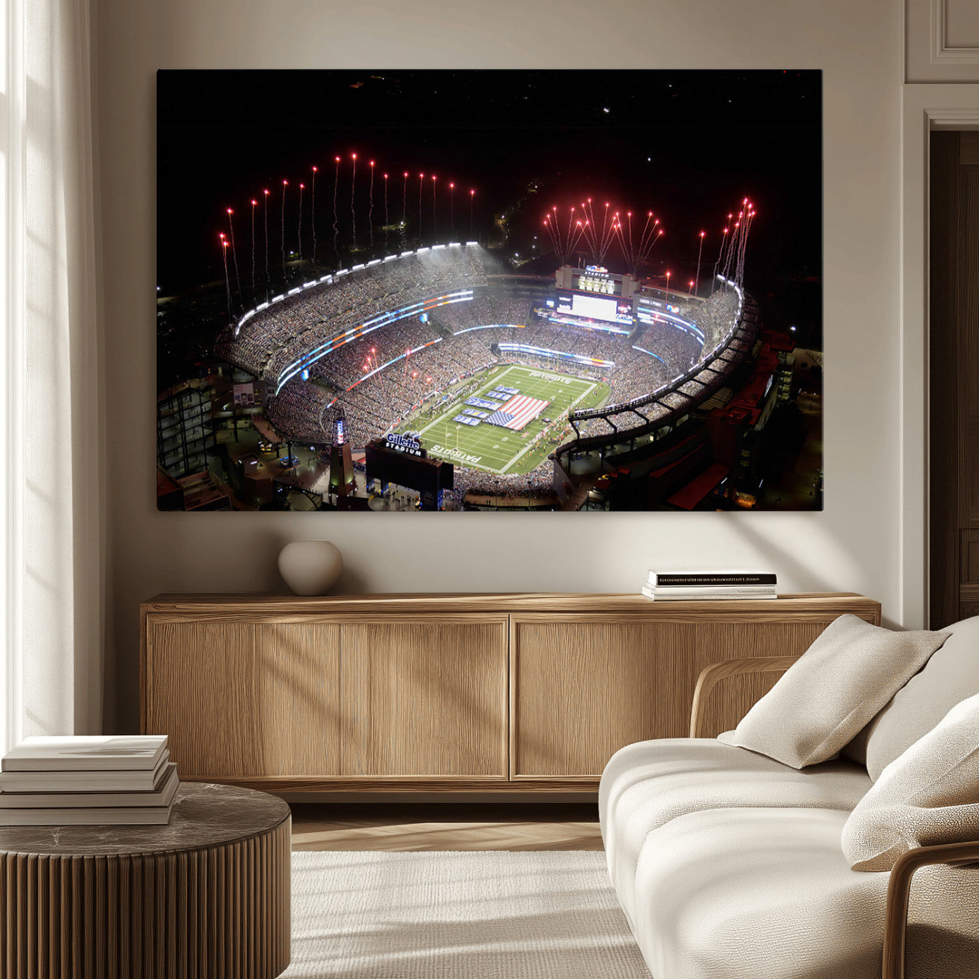 89988-MGV-CV-36X24-New England Patriots Team Print Wall Art- Foxborough Gillette Stadium Wall Art Canvas Print
