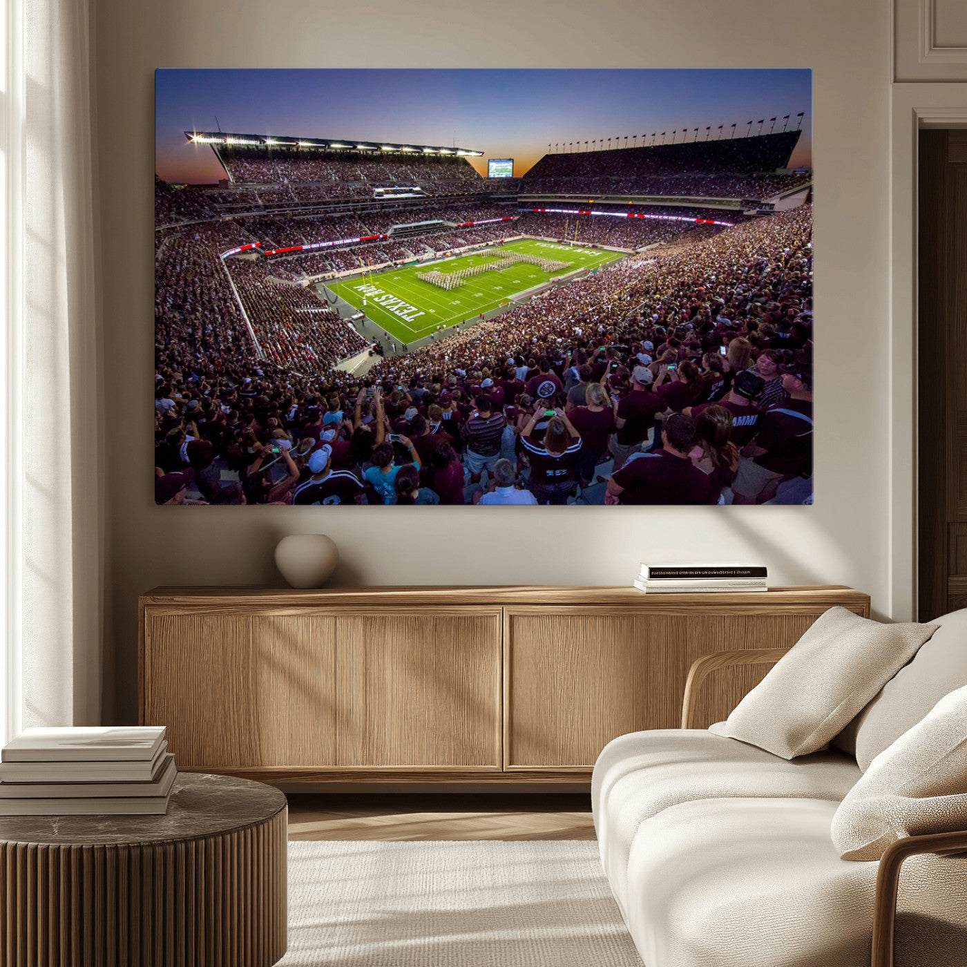 MGV-CV-36X24 - Texas A&M University Aggies Football Team Print - College Station Kyle Field Stadium Wall Art Canvas